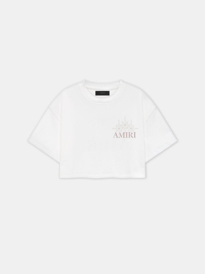 Amiri o1s1wg110426 Starburst Cropped T-Shirt in Ivory Size M / US 6-8 / IT 42-44 - 1 Thumbnail