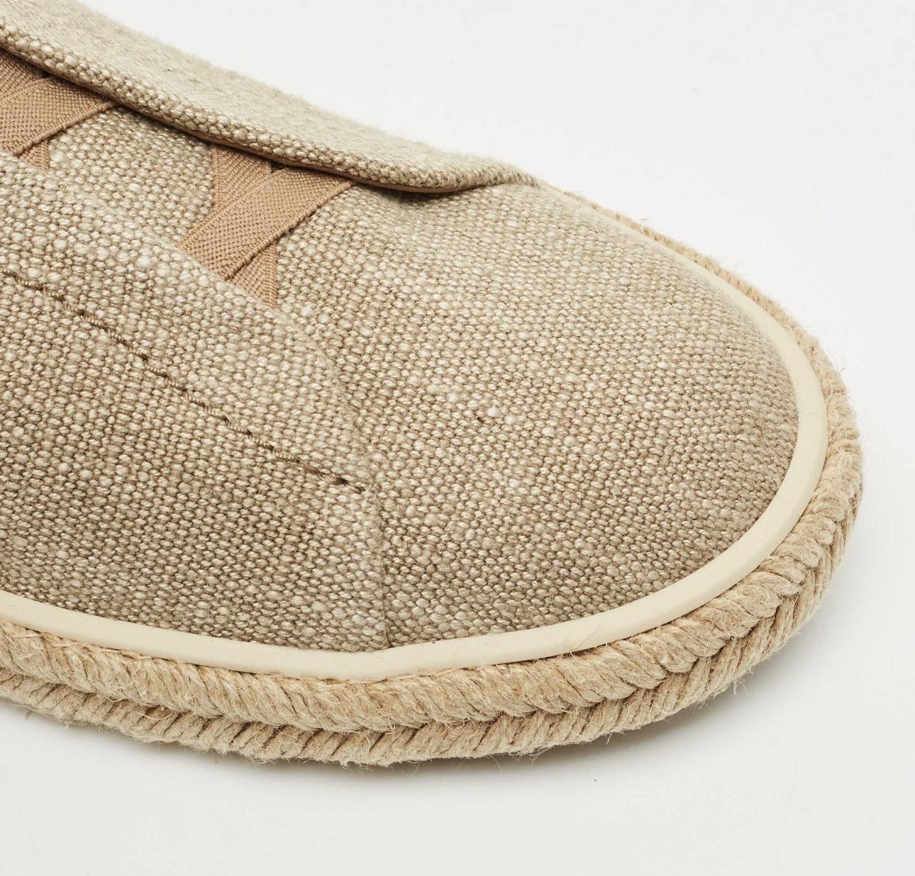 Z Zegna Ermenegildo Zegna Beige Canvas Leather Triple Stitch Slip Size US 12.5 / EU 45-46 - 7 Thumbnail