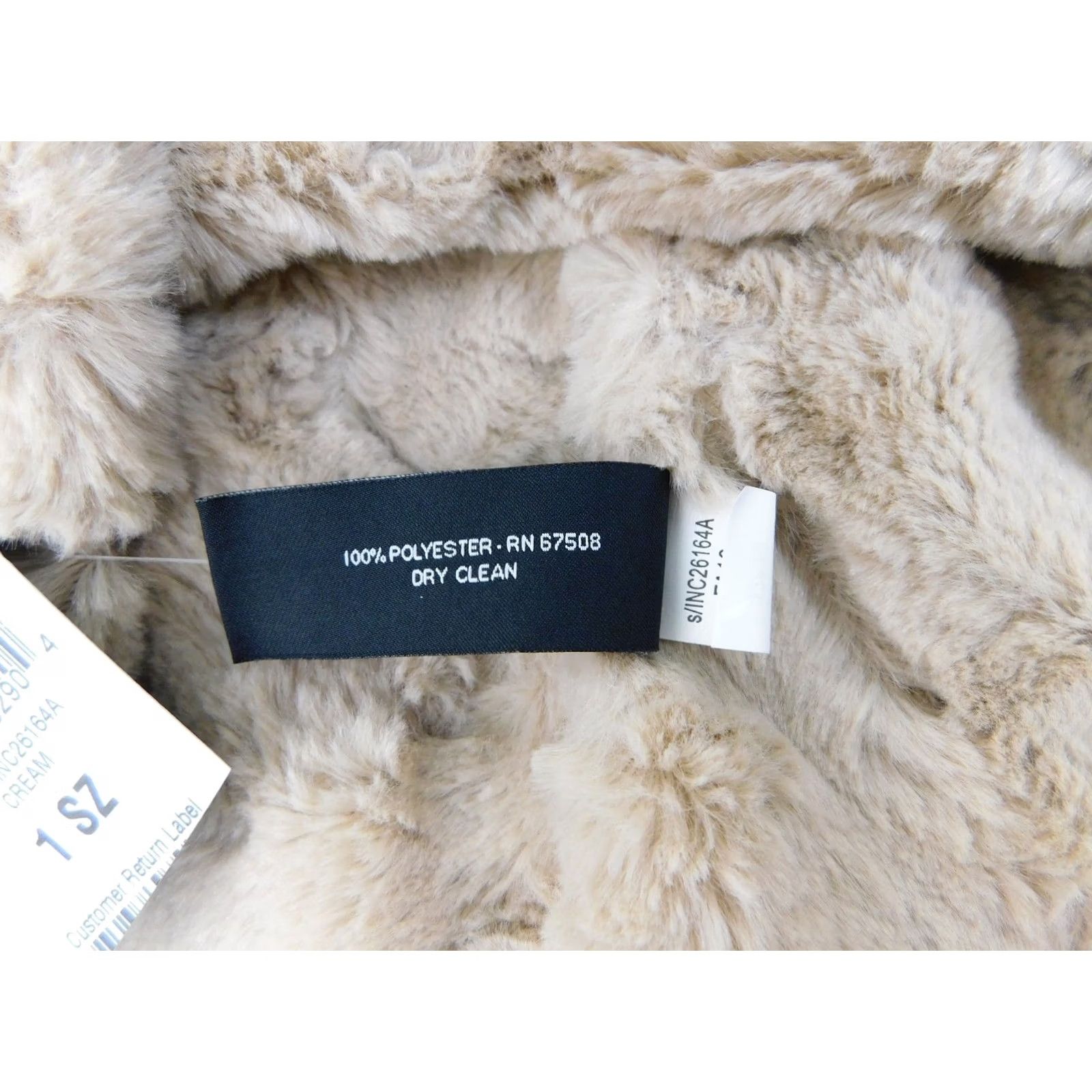 Vintage INC International Concepts Beaded Faux Fur Cowl Neck Scarf Beige Women Scarf 14" x 10" Faux Fur Neck Warmer 100% Polyester INC26164A Size ONE SIZE - 5 Thumbnail