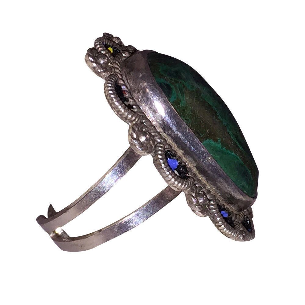 Designer Artisan Sterling Silver Azurite Israeli Ring Alot Stone Size ONE SIZE - 2 Thumbnail