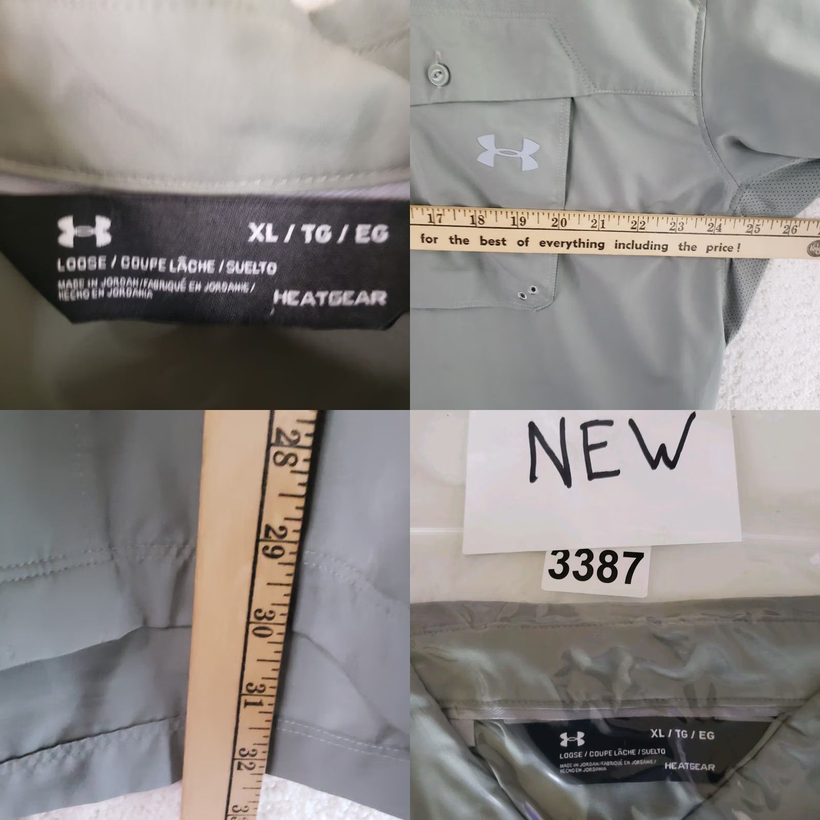 Under Armour Under Armour Shirt XL Greenish Gray Solid Short Sleeve Button Up Outdoor Mens Size US XL / EU 56 / 4 - 9 Thumbnail