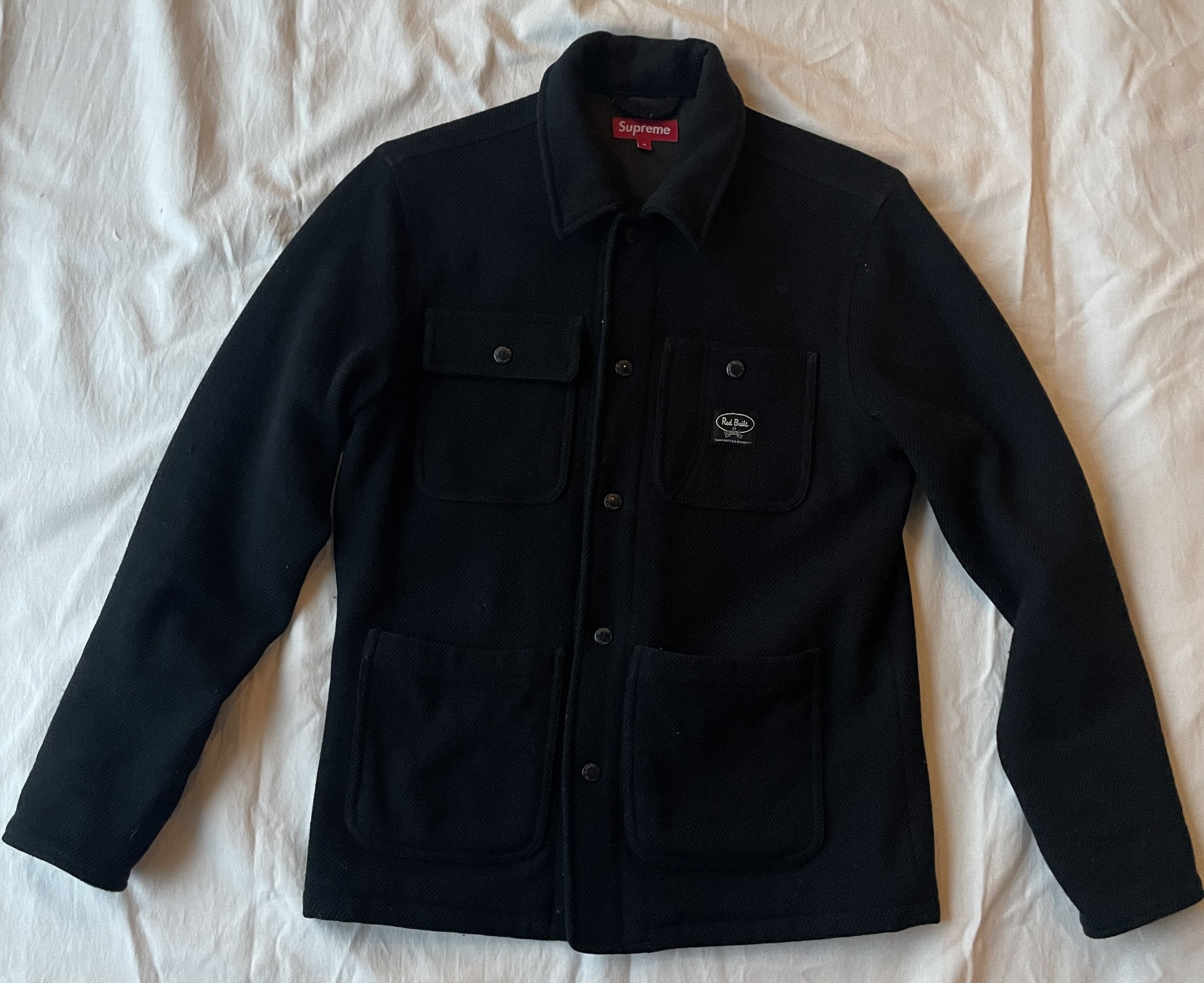 image of Supreme F/w10 Woolrich Redbuilt Chore Jacket Black, Men's (Size Small)