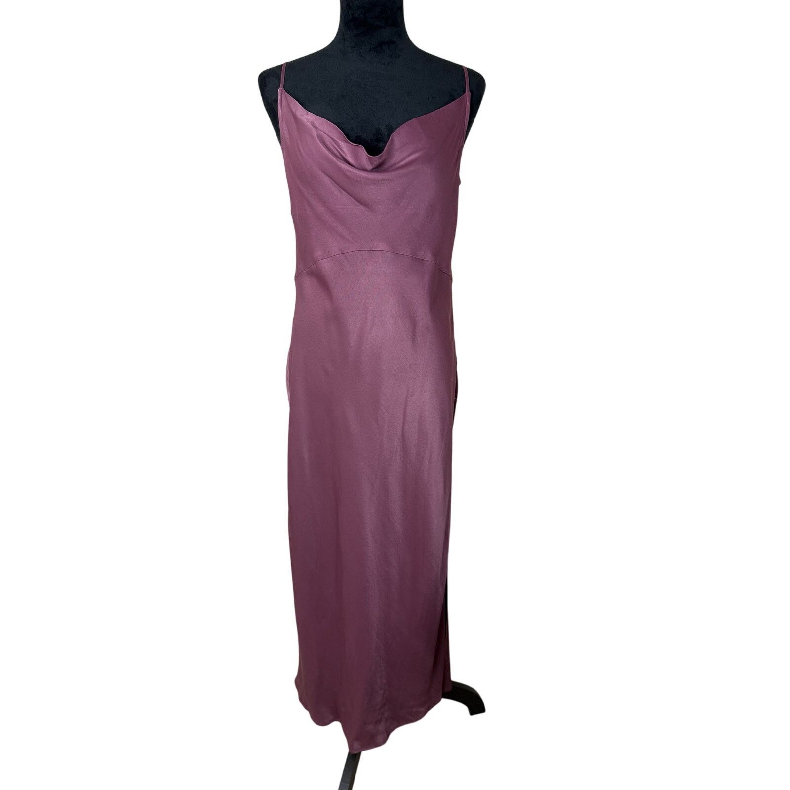 Anthropologie Anthropologie Elyse Plum Satin Slip Midi Dress - Size M Size M / US 6-8 / IT 42-44 - 3 Thumbnail