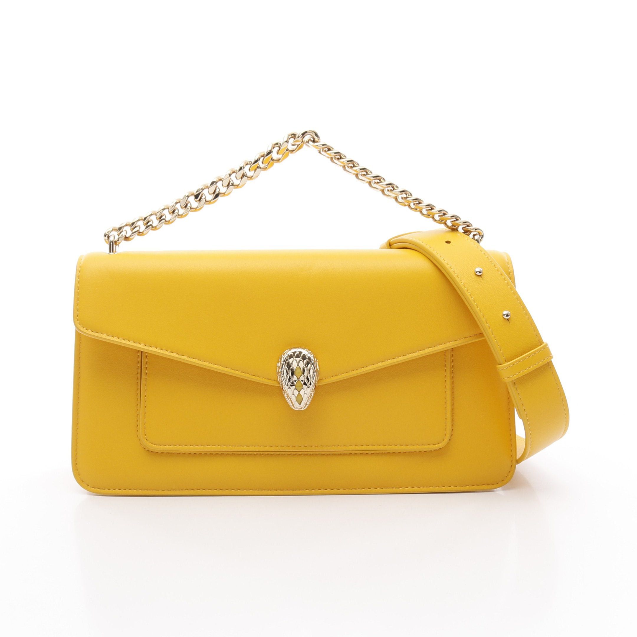 Bvlgari Bvlgari Serpenti Forever Chain Handbag Leather Yellow Size ONE SIZE - 1 Thumbnail