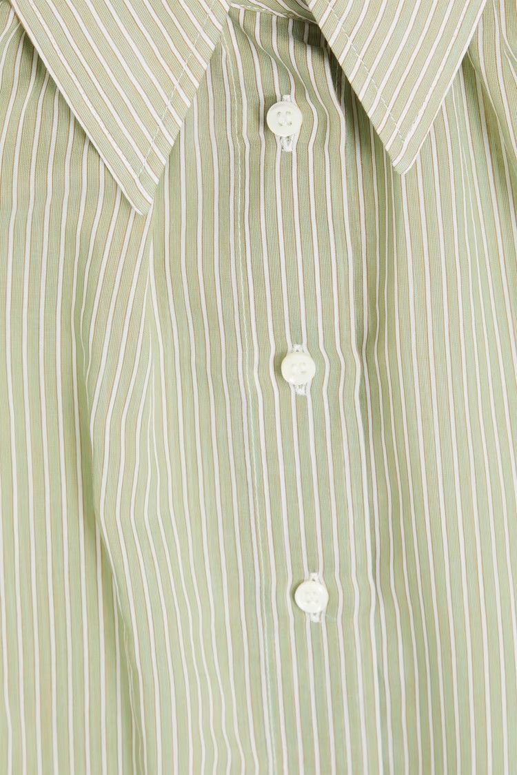 Brunello Cucinelli o1y0725 Striped Shirt in Sage Green/White Size 3XL / US 20-22 - 4 Thumbnail