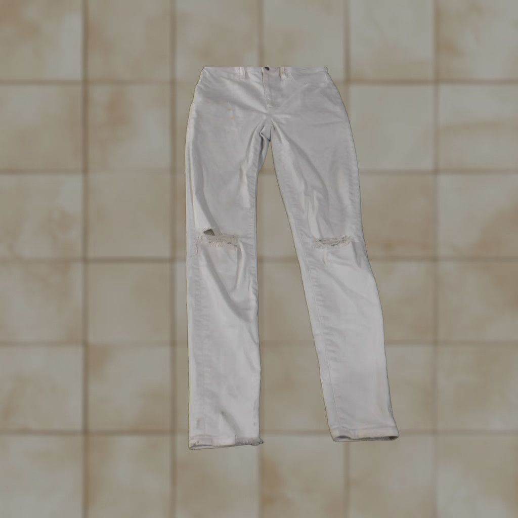 American Eagle Outfitters American Eagle Outfitters Jeans Womens 2 White Distressed Super Hi Rise Jegging Slim 5-Pocket Denim Inseam 28 Summer Spring Fall Distressed Logo Size 26" / US 2 / IT 38 - 1 Thumbnail