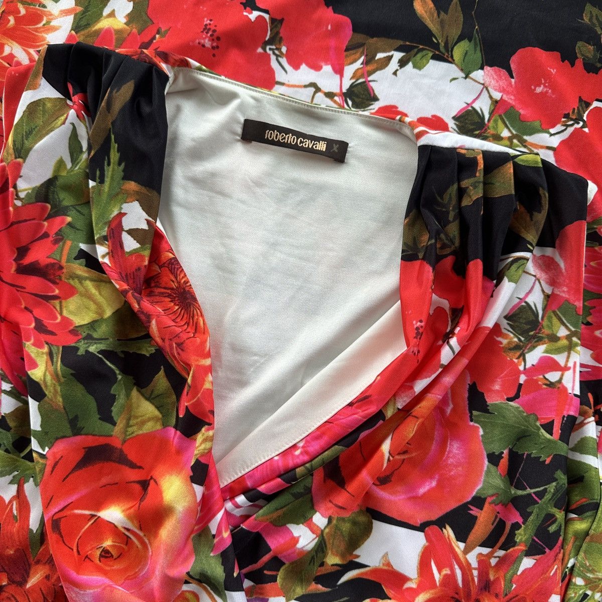 Roberto Cavalli Vintage Roberto Cavalli Floral Midi Dress Melat Red Womens M Size M / US 6-8 / IT 42-44 - 8 Thumbnail