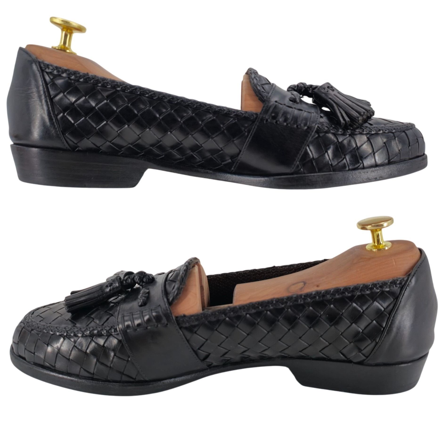Bragano × Cole Haan Vintage Bragano Cole Haan Italy Black Woven Leather Tassel Size US 8 / EU 41 - 6 Thumbnail