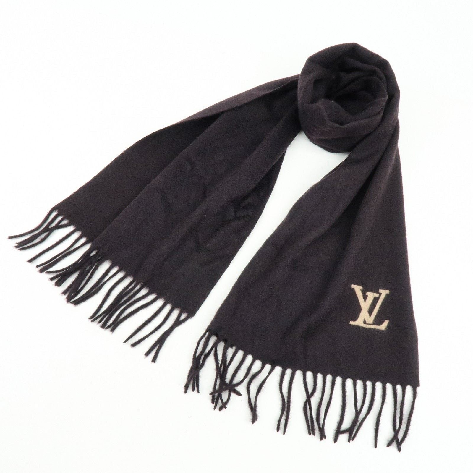 Louis Vuitton Louis Vuitton Logo Cashmere Scarf Black Size ONE SIZE - 6 Thumbnail