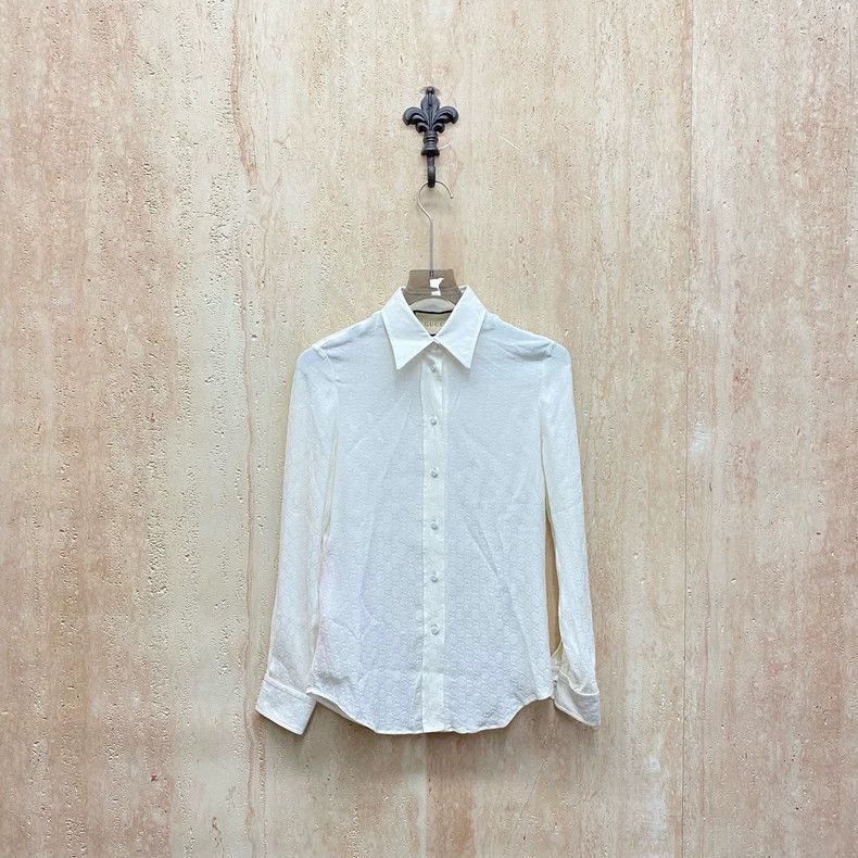 Gucci Gucci Milk-white mulberry silk old flower full-print shirt Size XS / US 0-2 / IT 36-38 - 1 Thumbnail