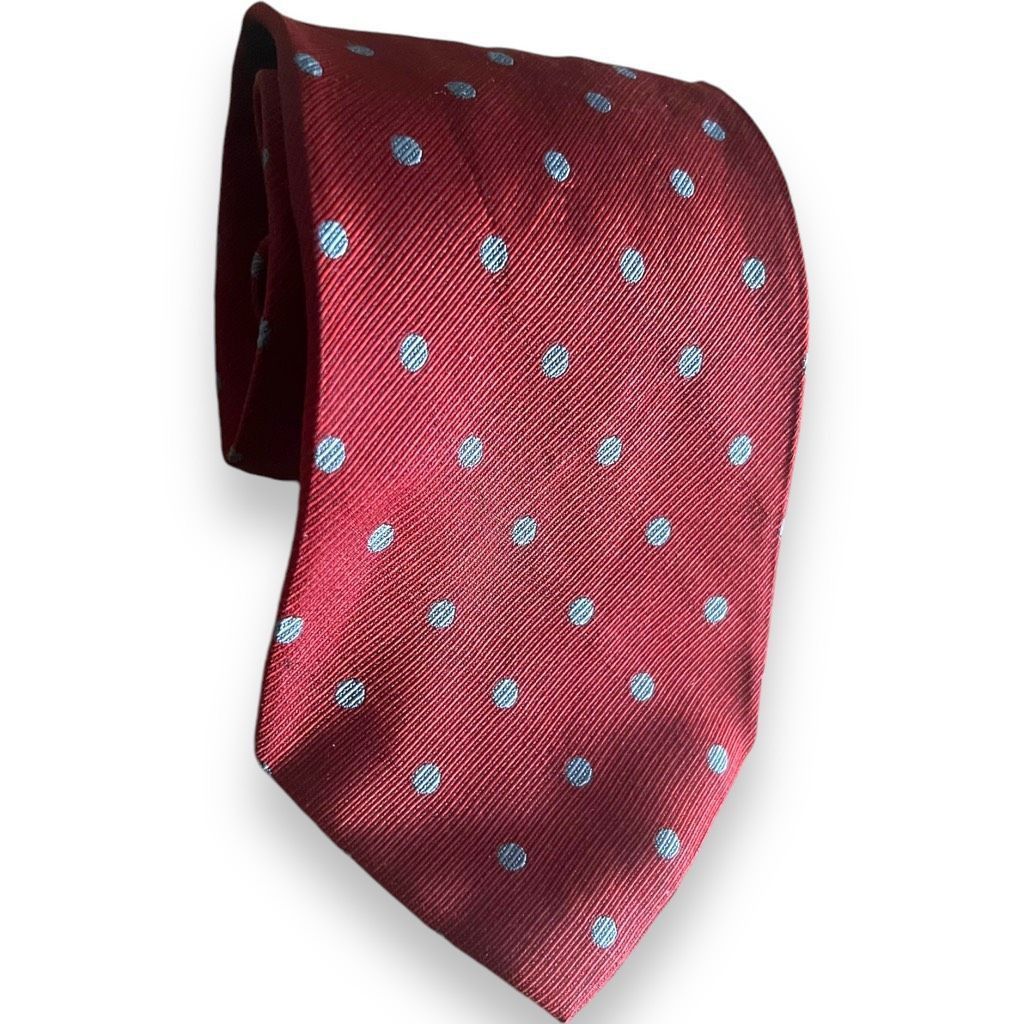 Armani Collezioni Armani Collezioni Men's Silk Necktie 3.75” Wide Red Gray Pol Size ONE SIZE - 3 Thumbnail