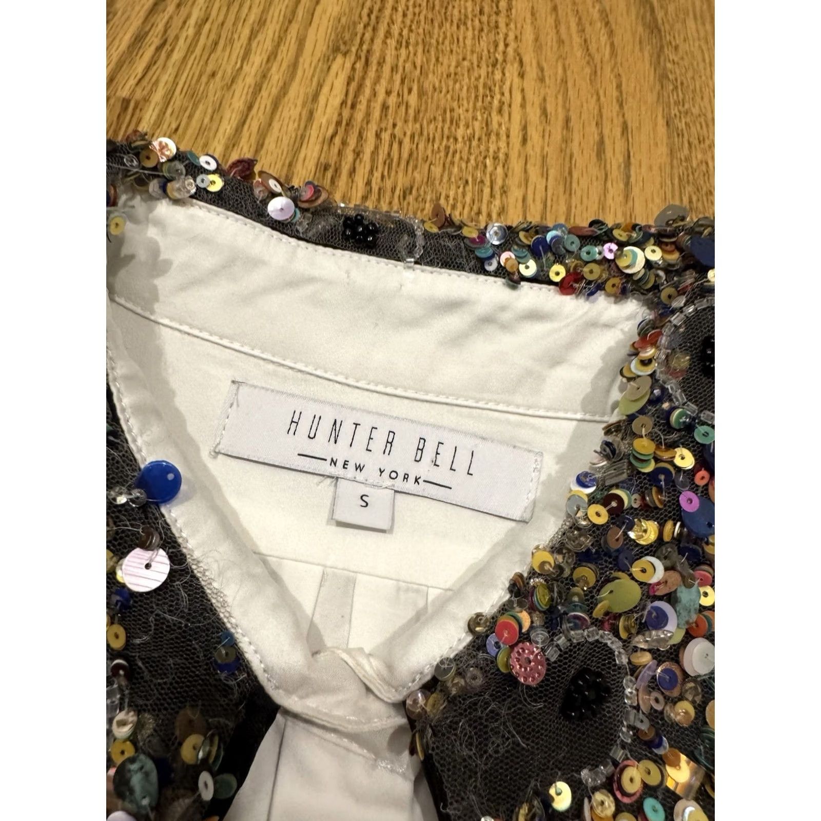 Hunter VINTAGE Hunter Bell Shirt Womens Small Cotton Sequin Collar Button-Up White Size S / US 4 / IT 40 - 5 Thumbnail