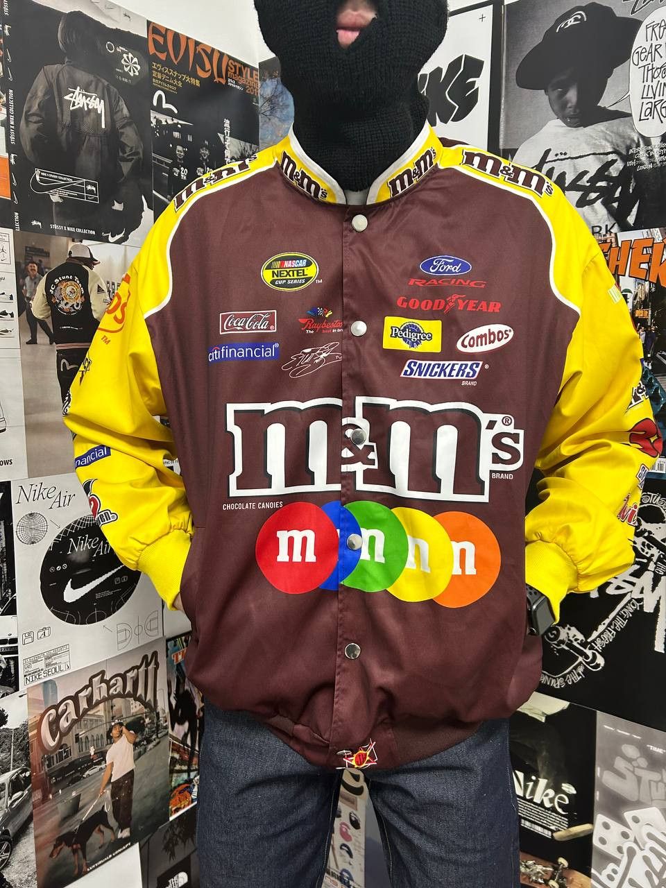 Pre-owned Racing X Vintage M&m's Nascar Ford Goodyear Racing Bomber Jacket In Multicolor