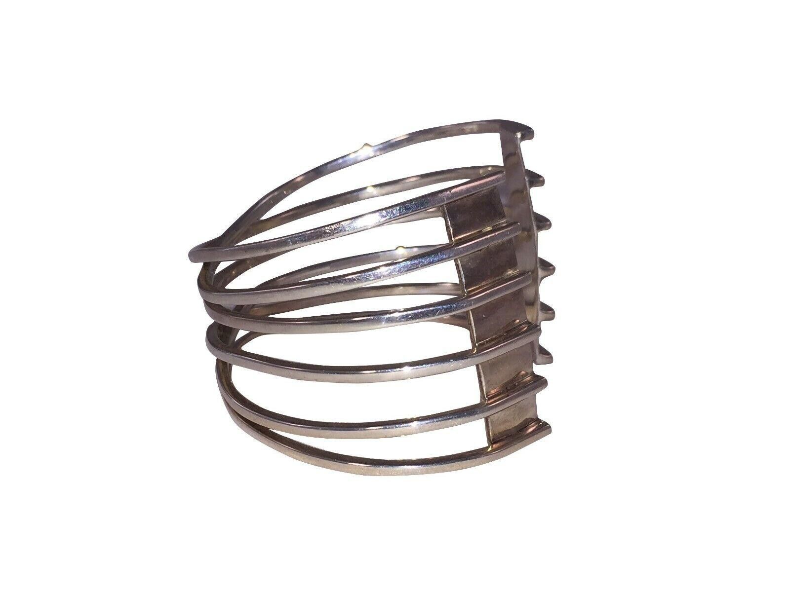 Designer Women's Sterling Silver Cubist Woven Wire Cuff Bracelet Size ONE SIZE - 2 Thumbnail