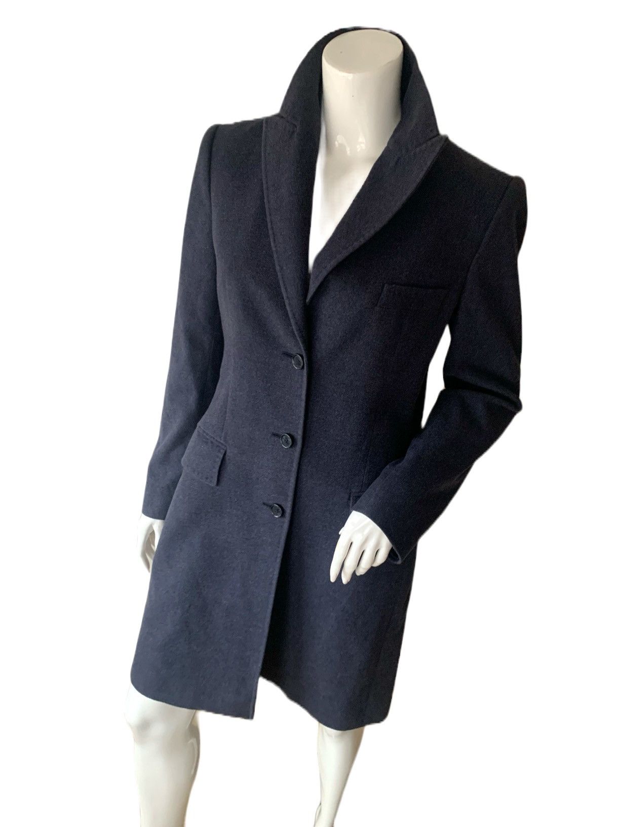 image of Dolce Gabbana Classic Woolen Coat in Blue, Women's (Size Medium)