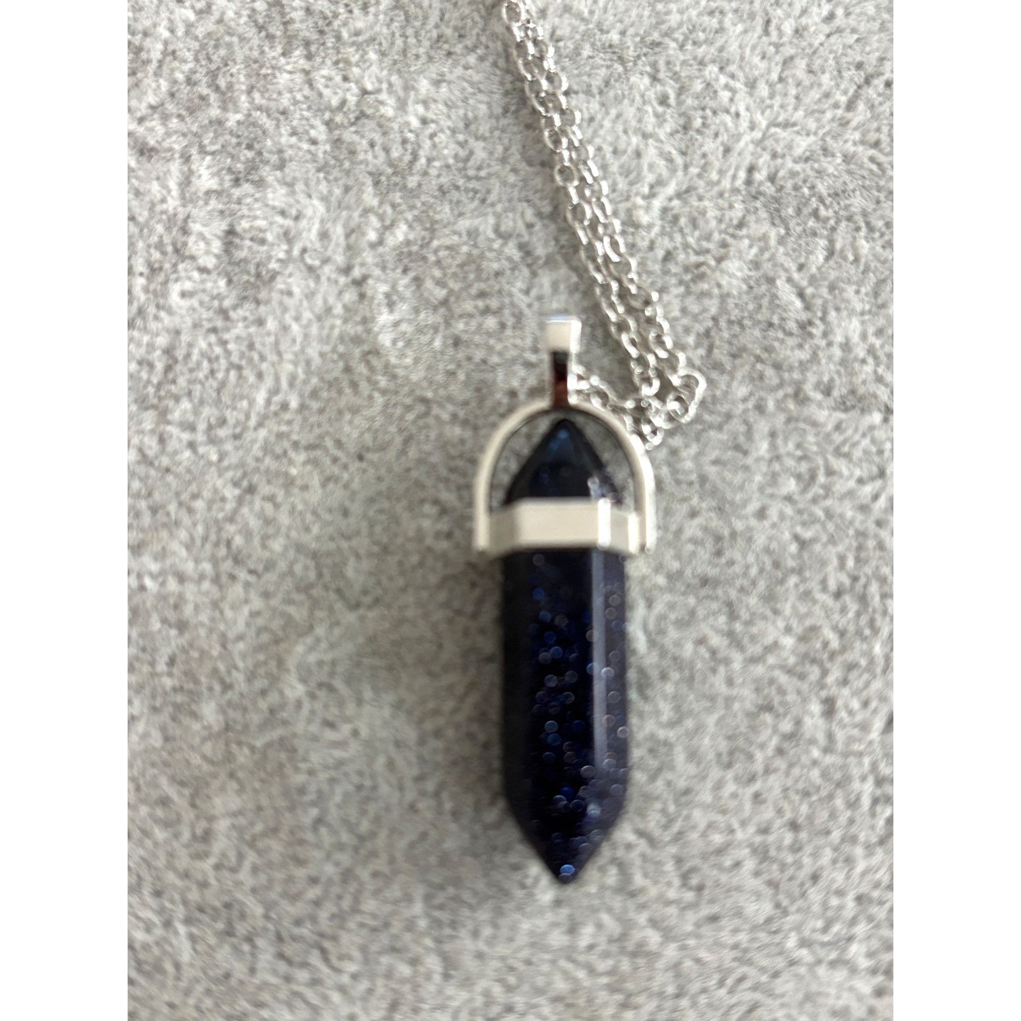 Other Blue Goldstone Pendant Necklace With Silver-Tone Chain Lobst Size ONE SIZE - 2 Thumbnail