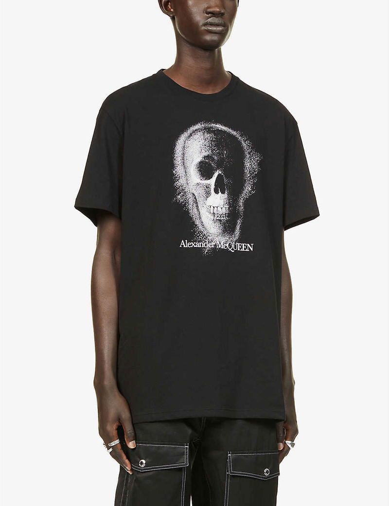 Alexander McQueen Alexander McQueen Faded Skull-Print Cotton-Jersey T-Shirt Size US M / EU 48-50 / 2 - 2 Thumbnail