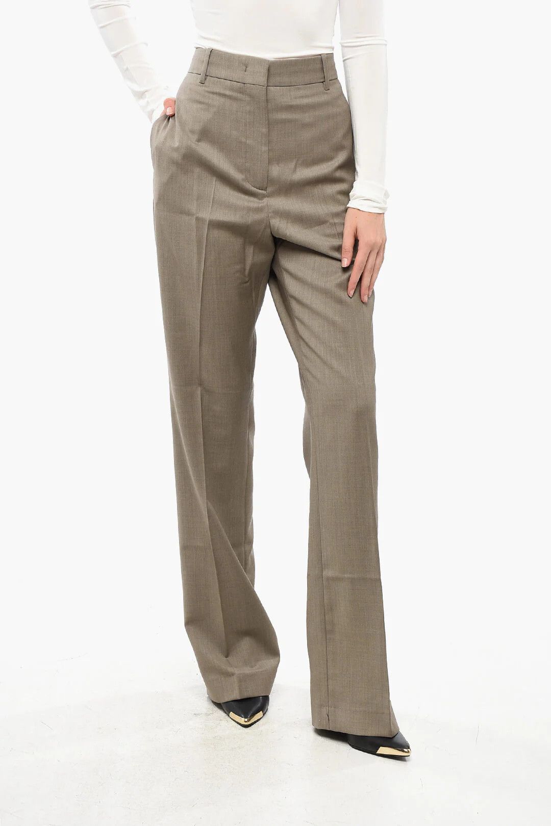 Golden Goose og1mm0426 Relaxed Fit Virgin Wool Pant in Beige Size 30" / US 8 / IT 44 - 1 Thumbnail