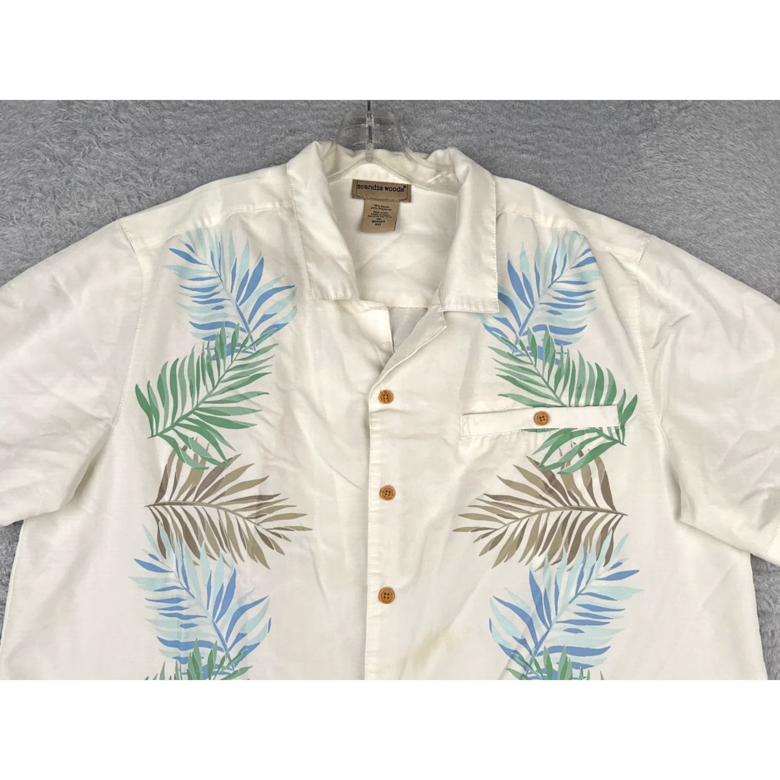 Vintage Scandia Woods Shirt Men White Floral Extra Large Button Rayon Hawaiian READ Size US XL / EU 56 / 4 - 4 Thumbnail