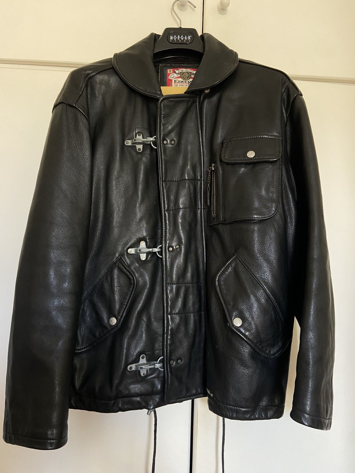 Genuine Leather Vintage Fireman Clasp leather jacket Size US L / EU 52-54 / 3 - 10 Thumbnail
