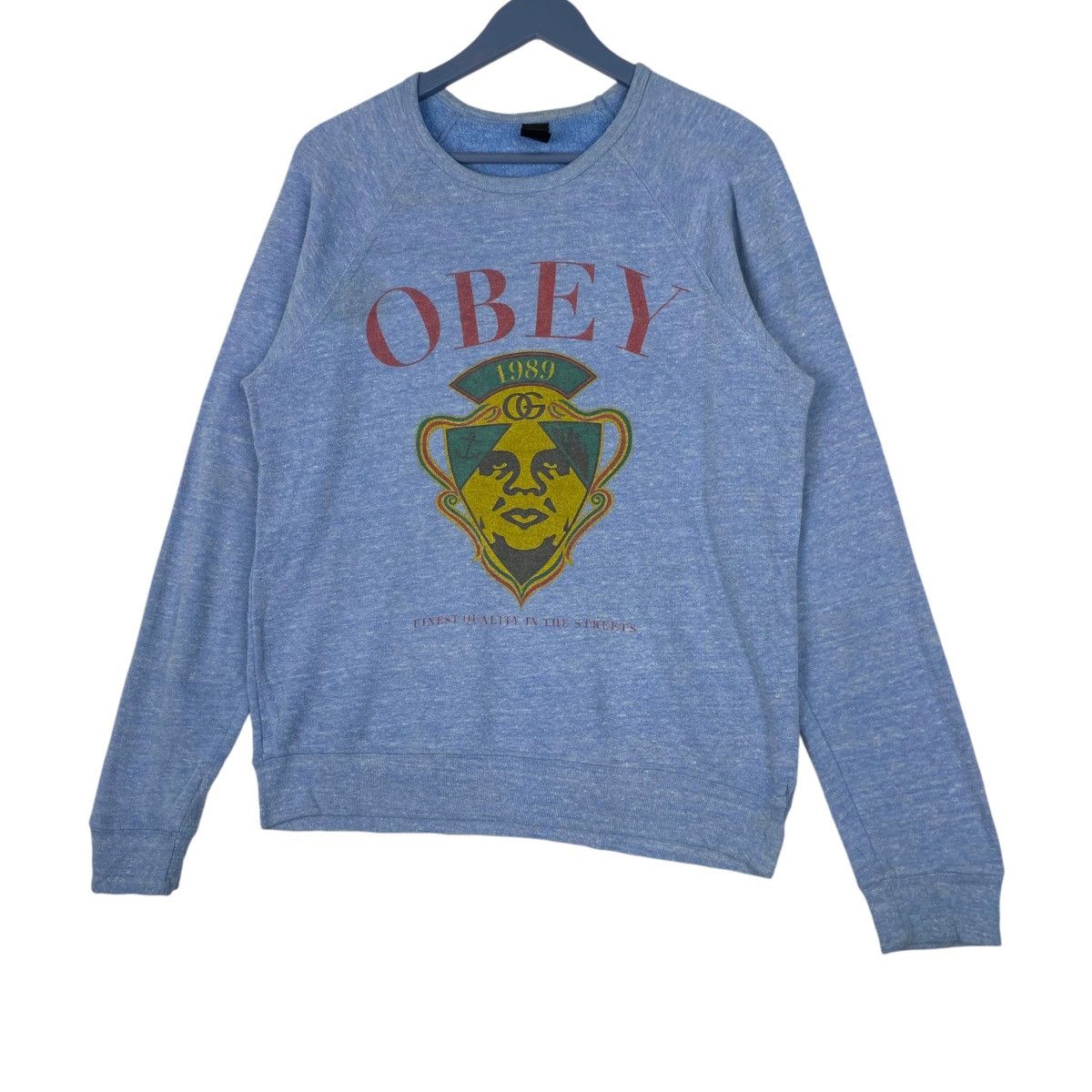 Obey × Vintage Vintage Obey Printed Crewneck Sweatshirt Blue Pullover Size US M / EU 48-50 / 2 - 2 Thumbnail