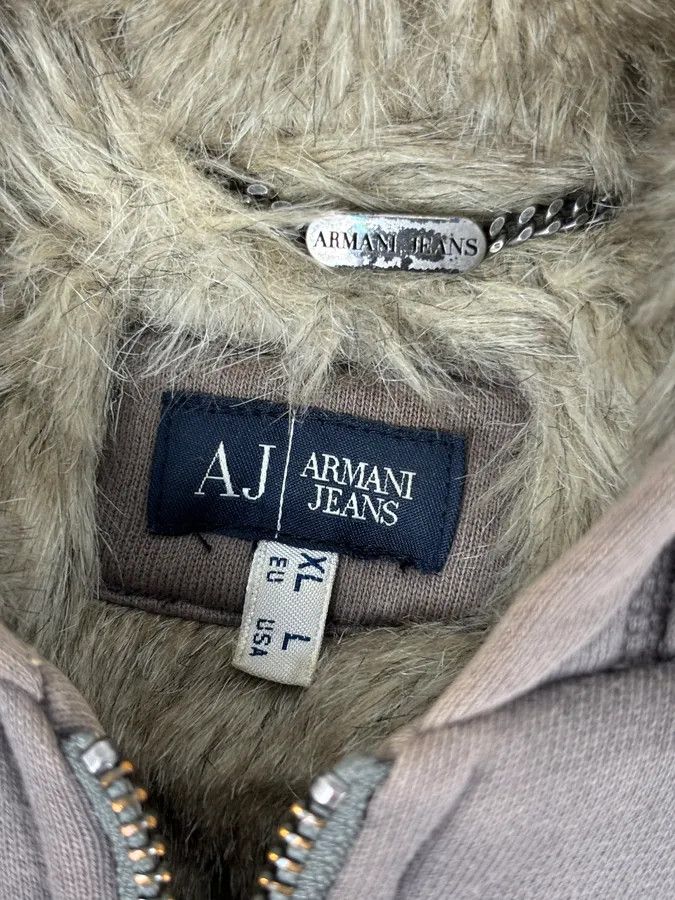 Armani 2000s Armani Brown Fur-Lined Zip-up Hoodie Size US L / EU 52-54 / 3 - 8 Thumbnail