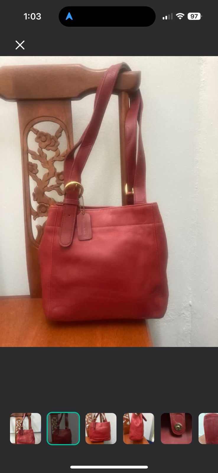 Coach Vintage Coach Waverly Purse Red Leather Size ONE SIZE - 3 Thumbnail