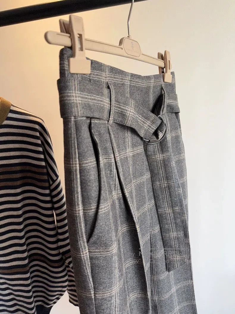 Brunello Cucinelli Brunello Cucinelli Wool Plaid Trousers. Size US 40 / EU 56 - 3 Thumbnail