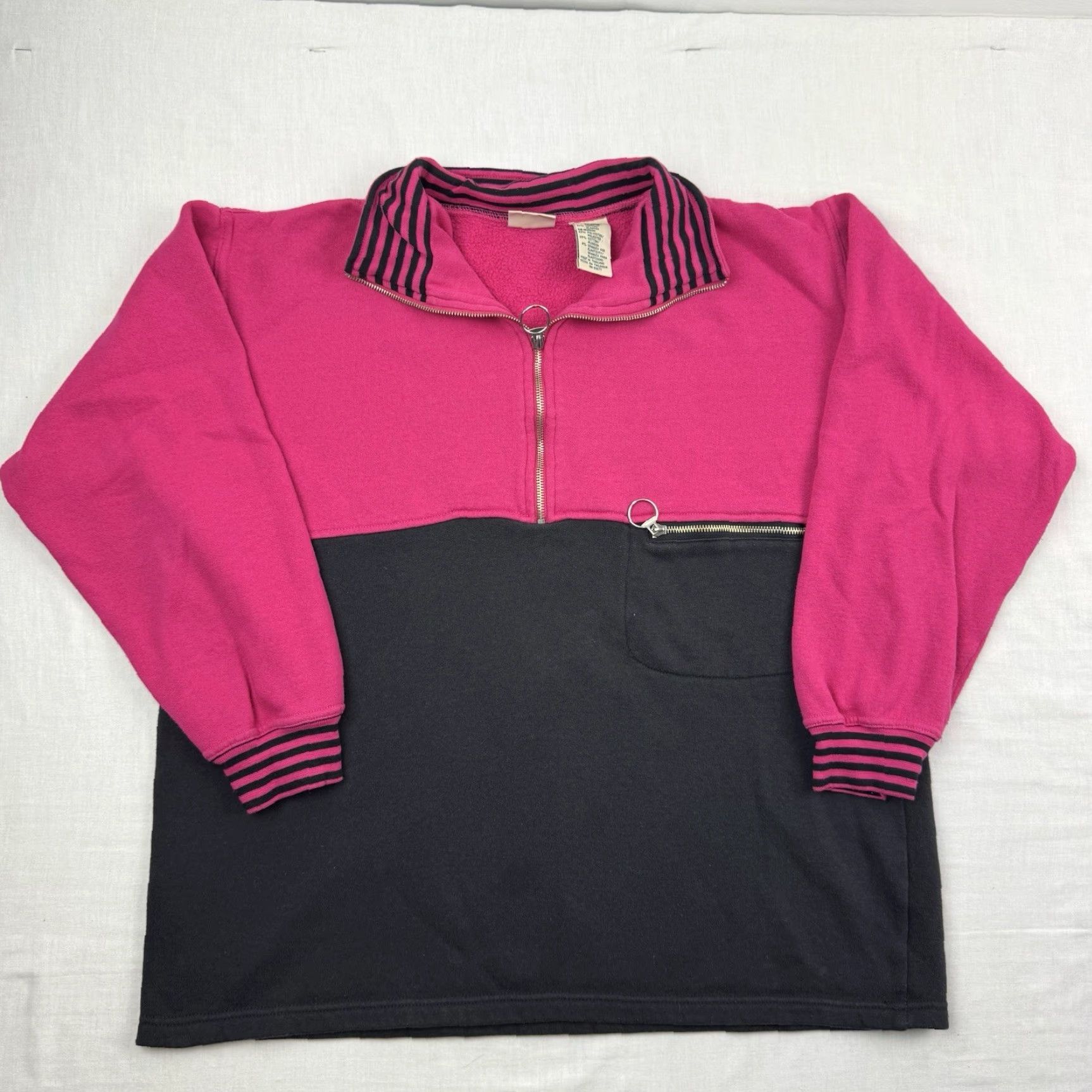 Vintage VINTAGE St. John's Bay Sweatshirt Womens Medium Pink Quarter Zip Pullover 80s 90s Activewear Size M / US 6-8 / IT 42-44 - 2 Thumbnail