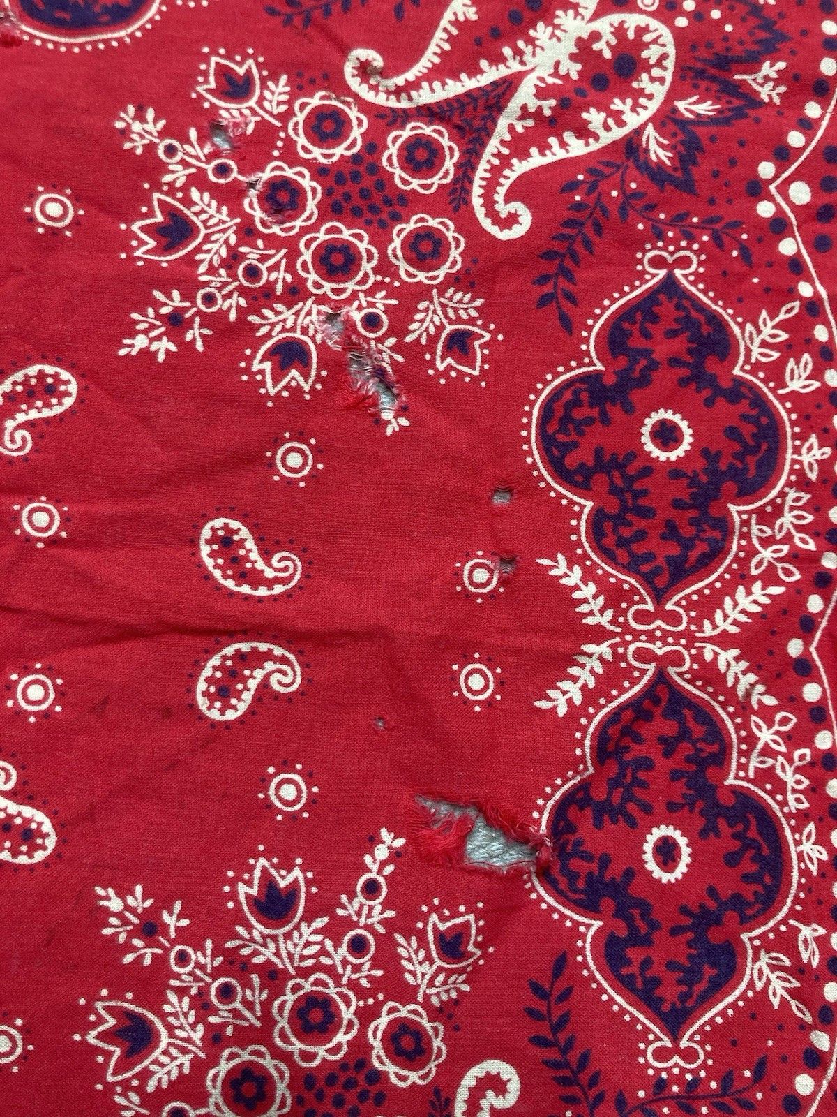 Vintage elephant bandana trunk down handkerchief dots selvedge cowbo Size ONE SIZE - 6 Thumbnail
