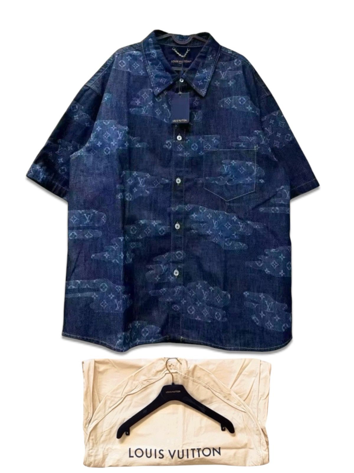 Louis Vuitton Louis Vuitton Nigo 4L Denim Monogram Button Up Shirt Size US XXL / EU 58 / 5 - 1 Thumbnail