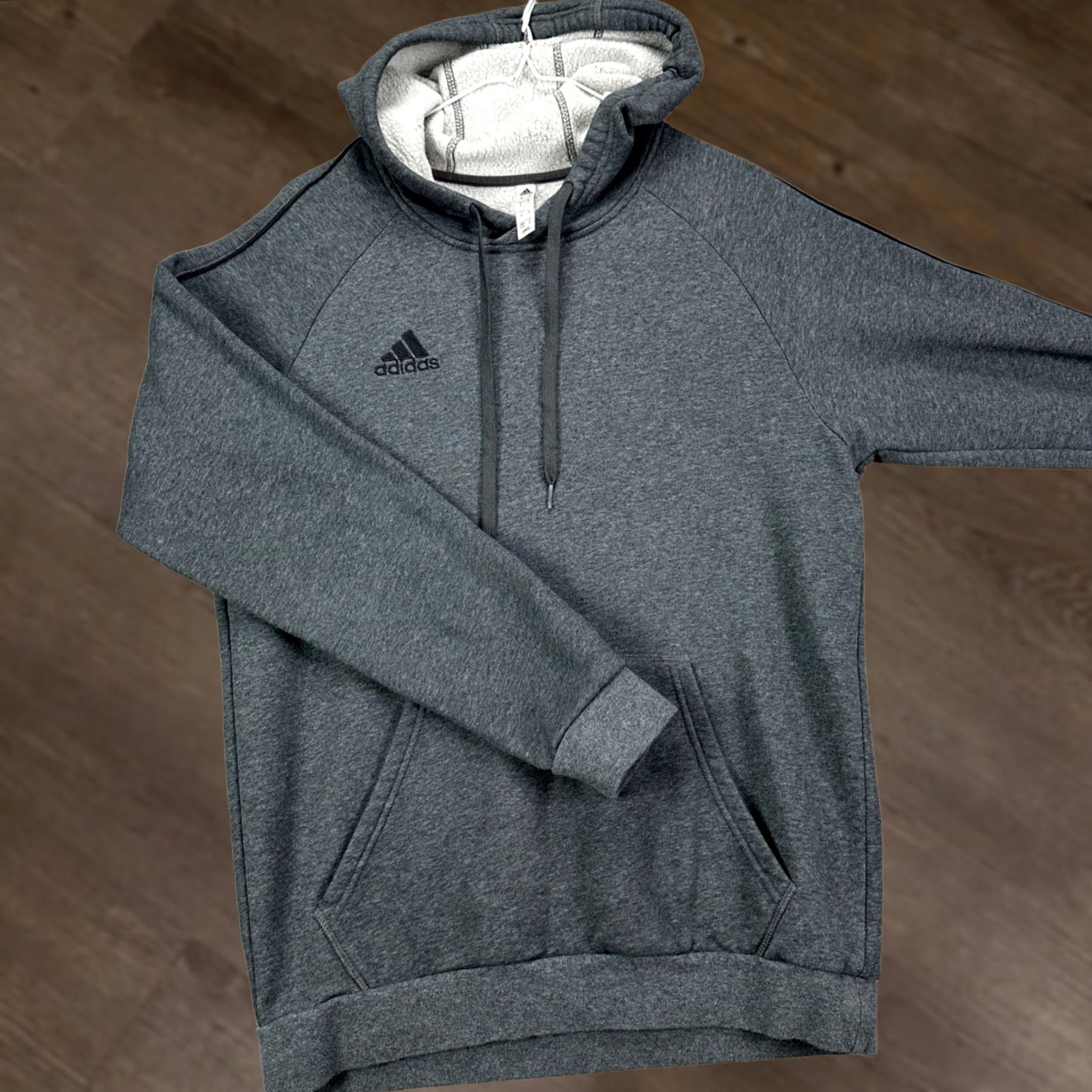 Adidas Adidas Mens Hoodie Sweatshirt Pullover Gray Logo Kangaroo Pocket Drawstring Hooded Sweatshirt M Adult Medium Size US M / EU 48-50 / 2 - 1 Thumbnail