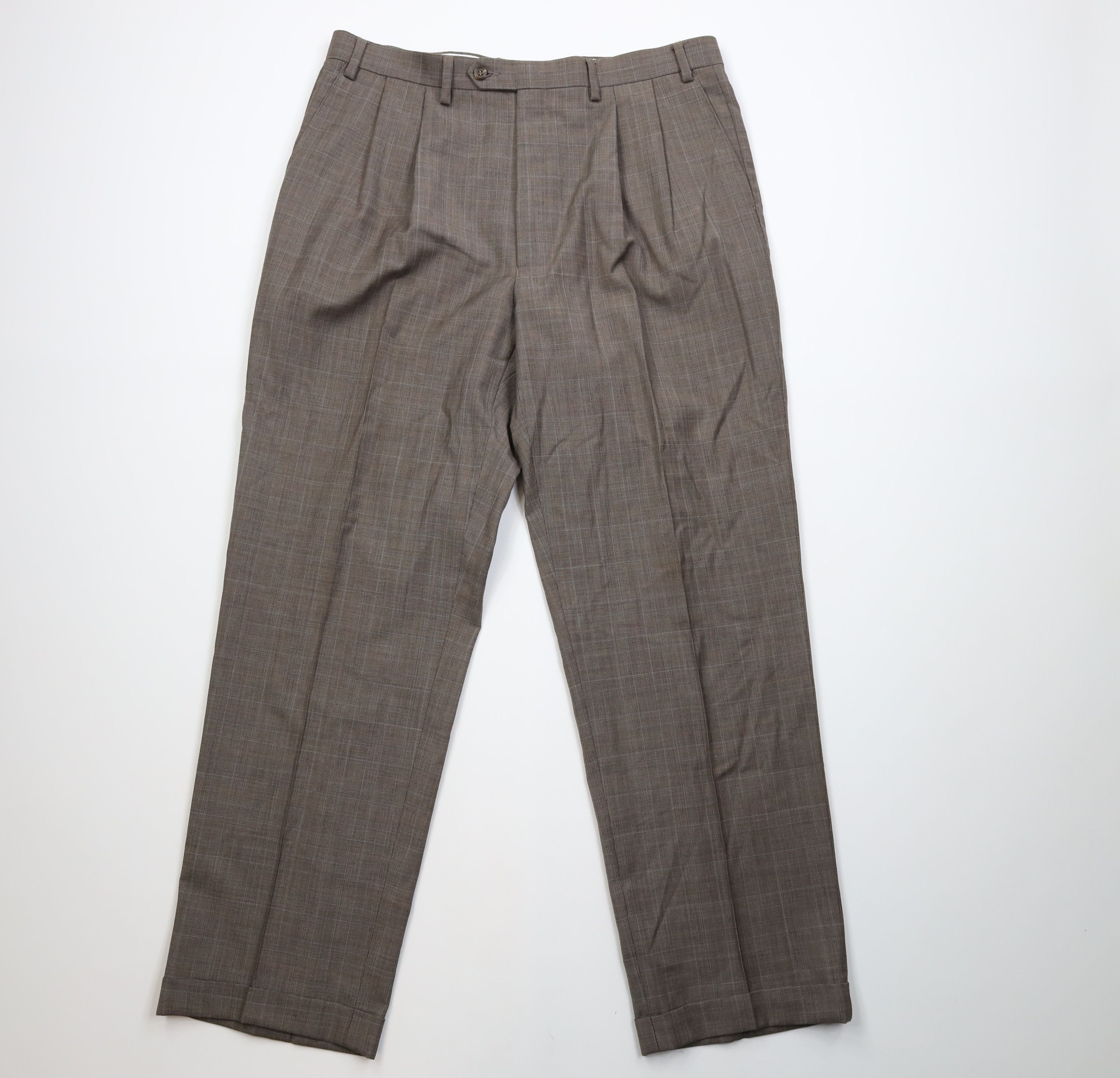 Vintage Vintage 90s Y2K Streetwear Knit Wide Leg Chino Pants Plaid Size US 36 / EU 52 - 1 Thumbnail