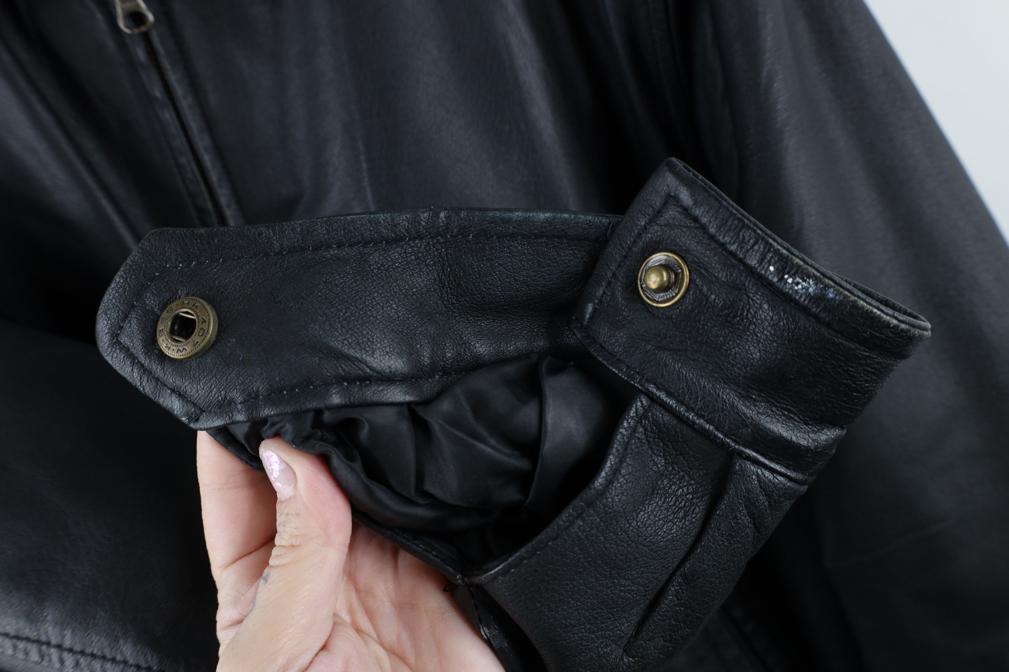 Vintage Vintage 90s Streetwear Full Zip Leather Bomber Jacket Black Size US M / EU 48-50 / 2 - 9 Thumbnail