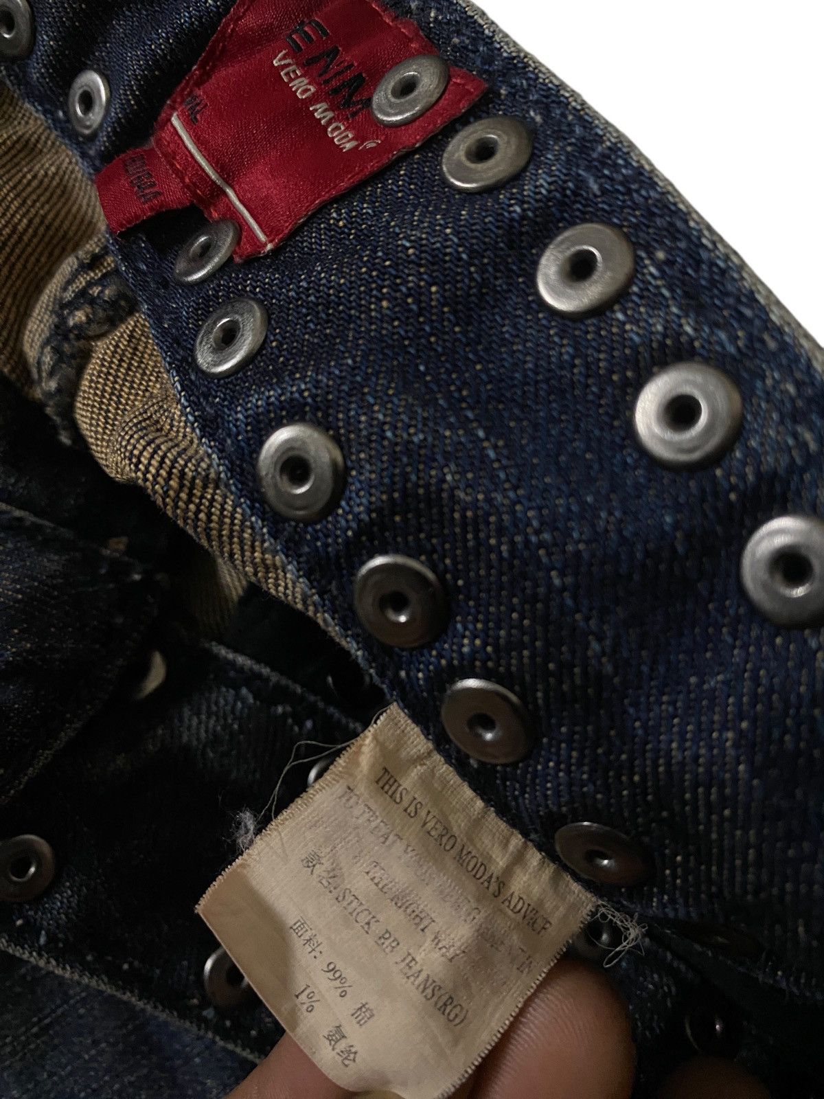 If Six Was Nine 2000's Veromoda Seawash Punk Studded Bootcut Jeans Size US 26 / EU 42 - 13 Thumbnail