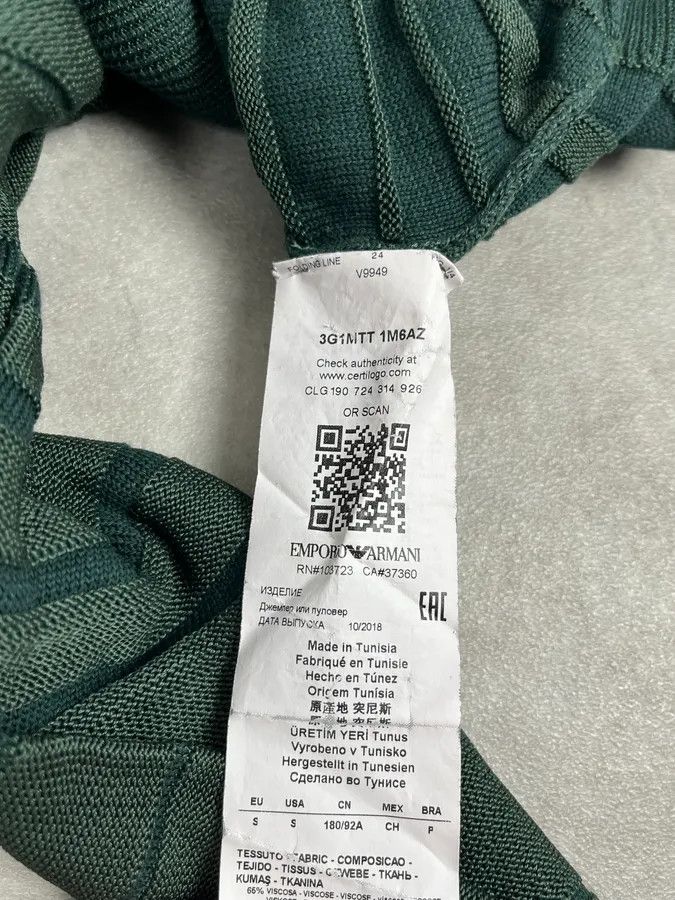 Emporio Armani AW2018 Emporio Armani Dark Green Ribbed Stripes Sweater Size US S / EU 44-46 / 1 - 9 Thumbnail