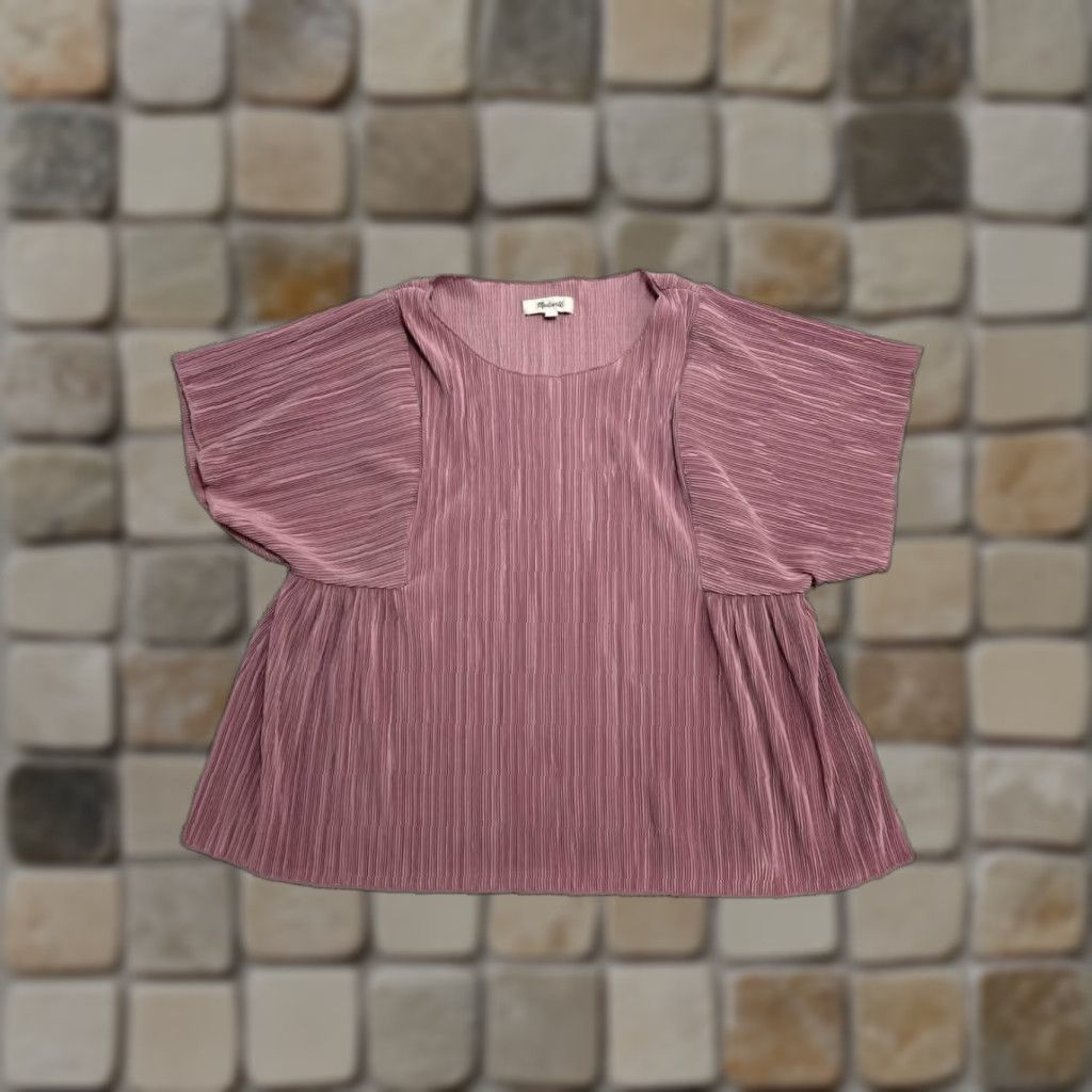 Madewell Madewell Blouse Shirt Womens Small Pink Flutter Sleeve Texture And Thread Top Size S / US 4 / IT 40 - 1 Thumbnail