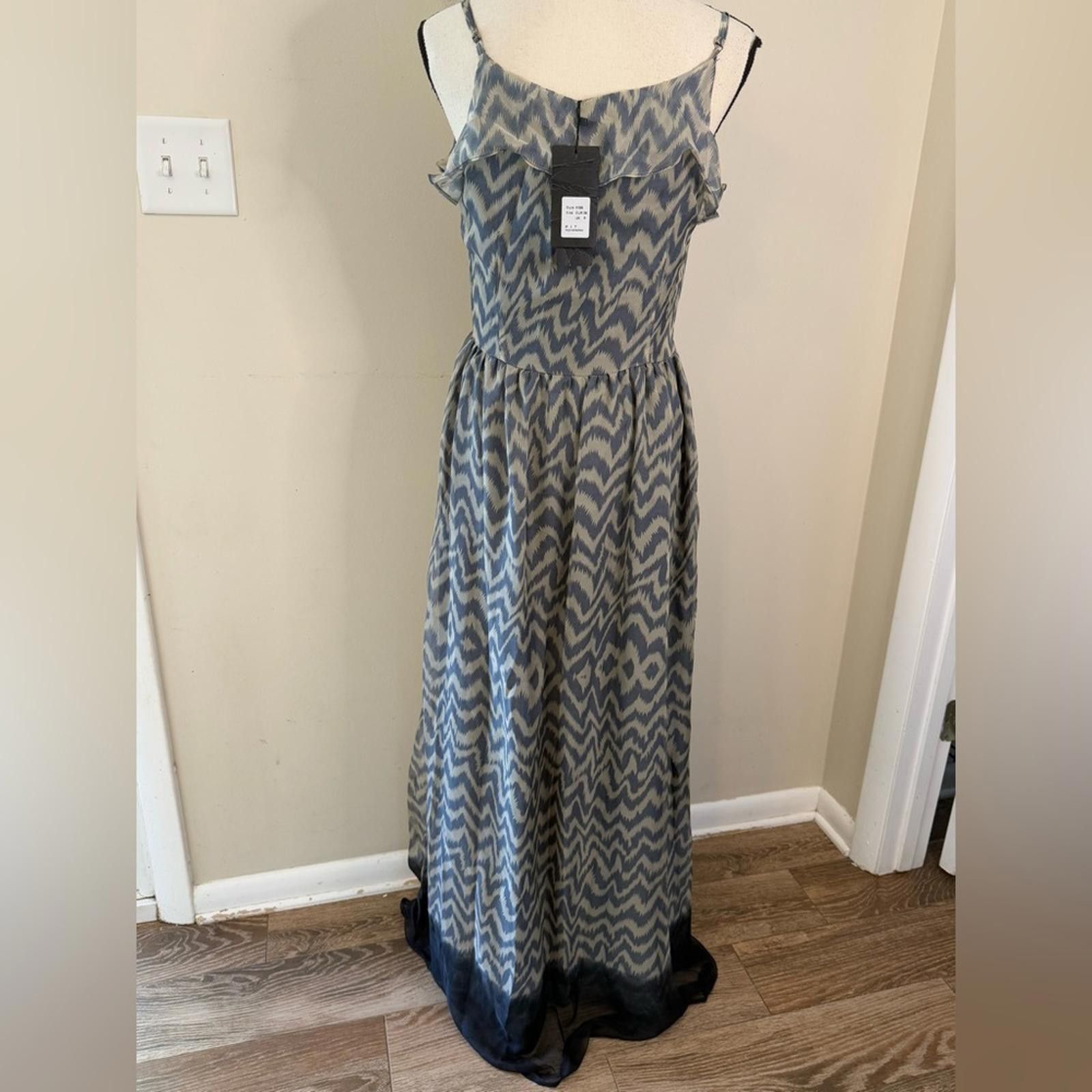 Other PIT by JC Collection maxi dress gray tan chevron pattern 4 Size S / US 4 / IT 40 - 5 Thumbnail