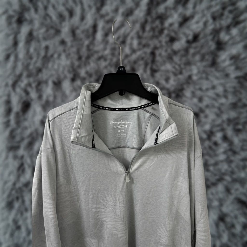 Tommy Bahama VINTAGE? No — Tommy Bahama Island Zone 1/4 Zip Mens XL Gray Floral Pullover Sweatshirt L/S Size US XL / EU 56 / 4 - 1 Thumbnail