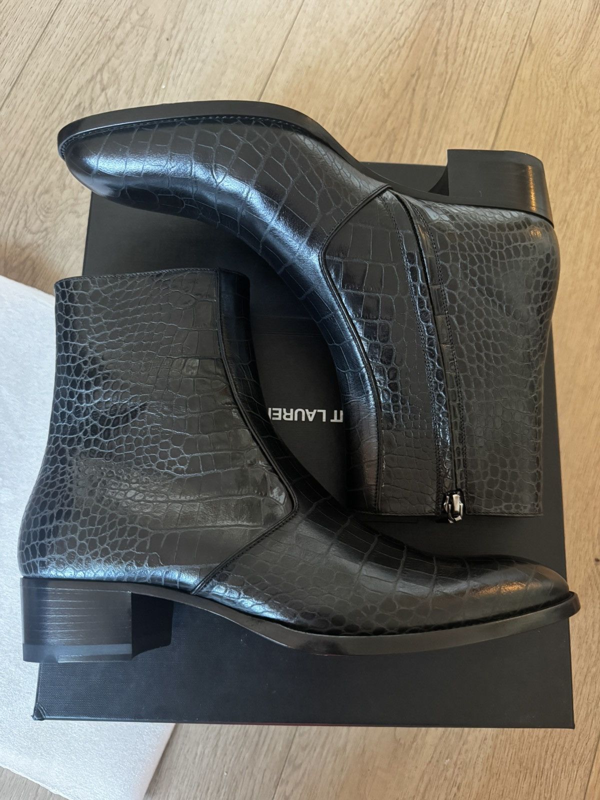 Saint Laurent Paris New Hedi Croc Embossed Wyatts Size US 8 / EU 41 - 1 Thumbnail