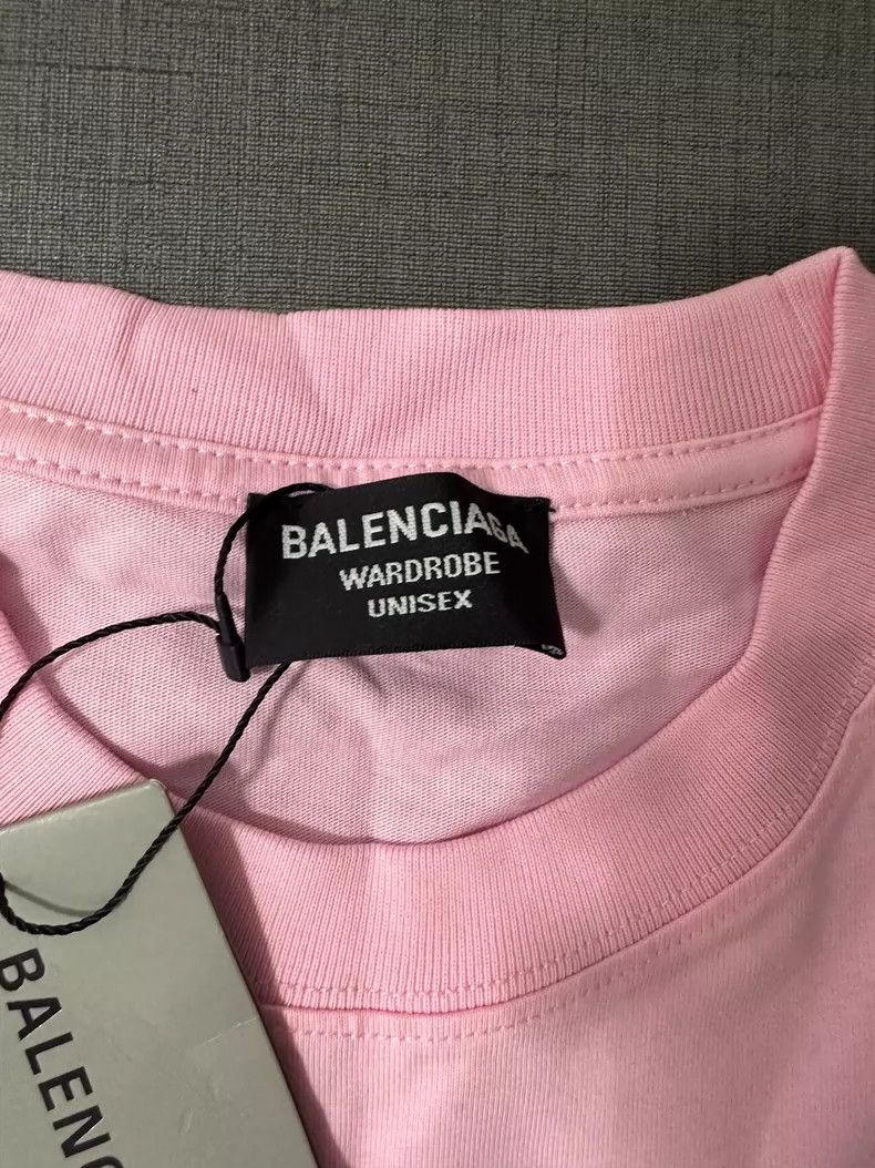 Balenciaga Balenciaga Pink classic basic T-shirt with small logo prin Size US XS / EU 42 / 0 - 3 Thumbnail