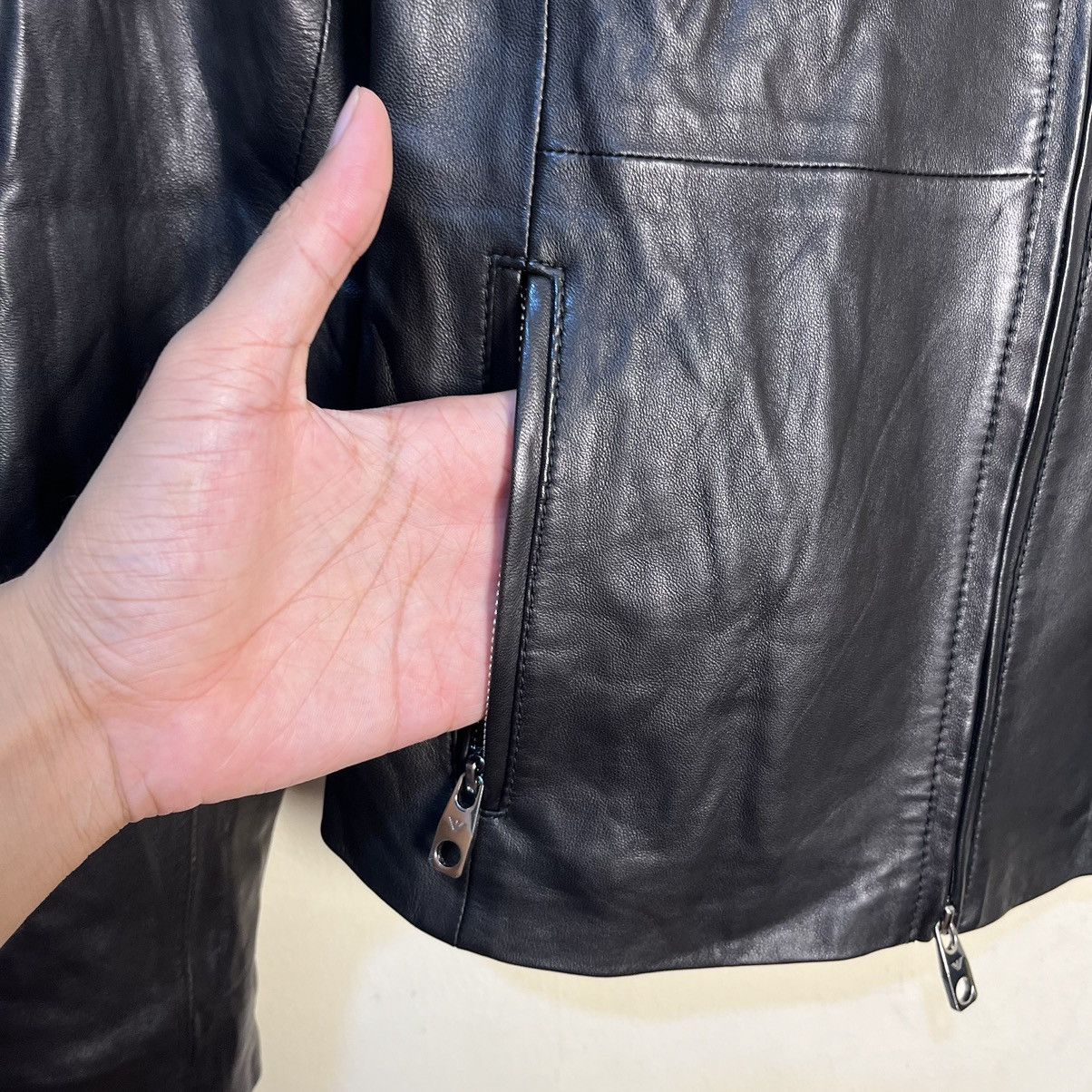 Emporio Armani Emporio Armani Women's Biker Leather Jacket Size XS / US 0-2 / IT 36-38 - 9 Thumbnail