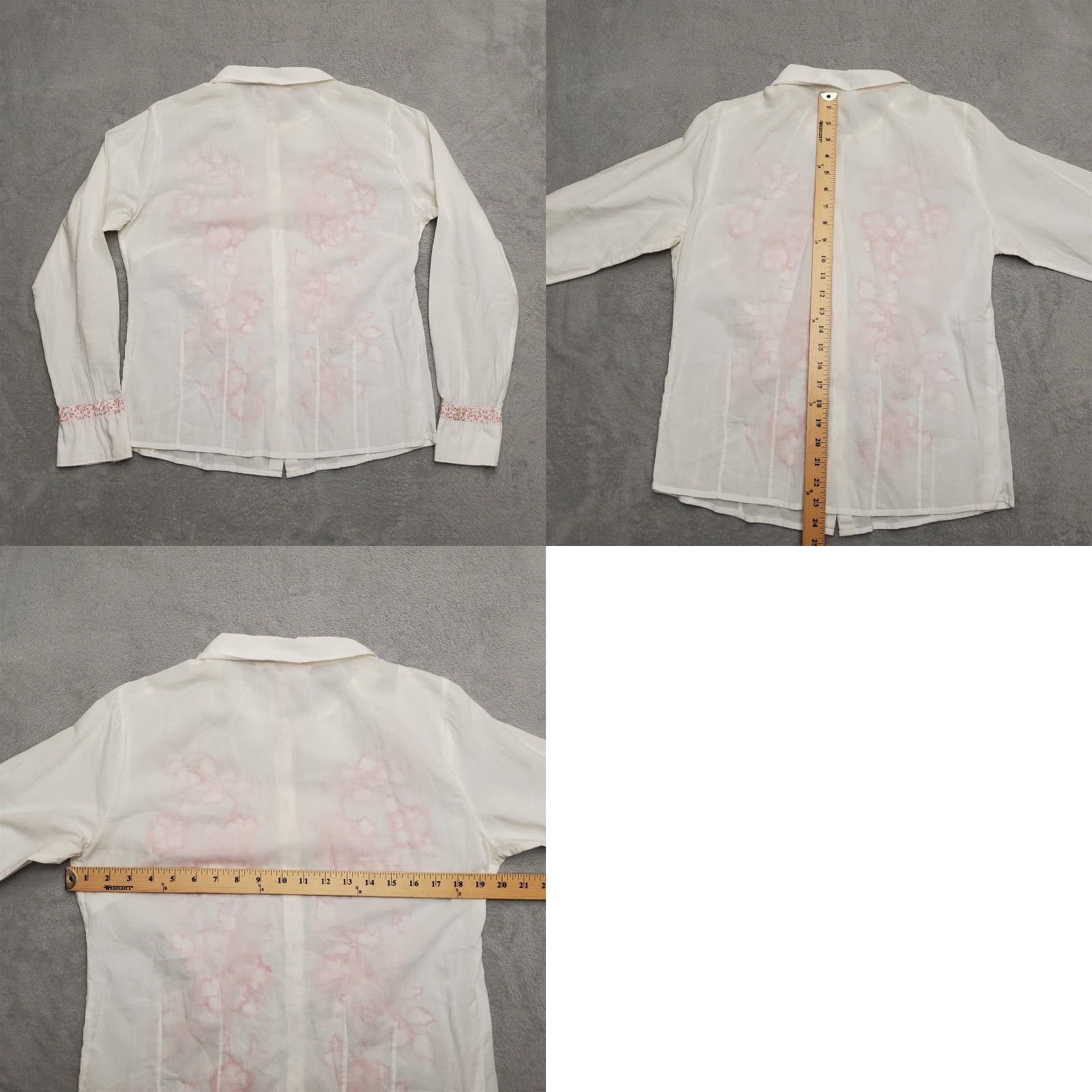 Vintage Sundance Shirt Womens 6 White Red Floral Embroidered Lightweight Blouse Size M / US 6-8 / IT 42-44 - 8 Thumbnail