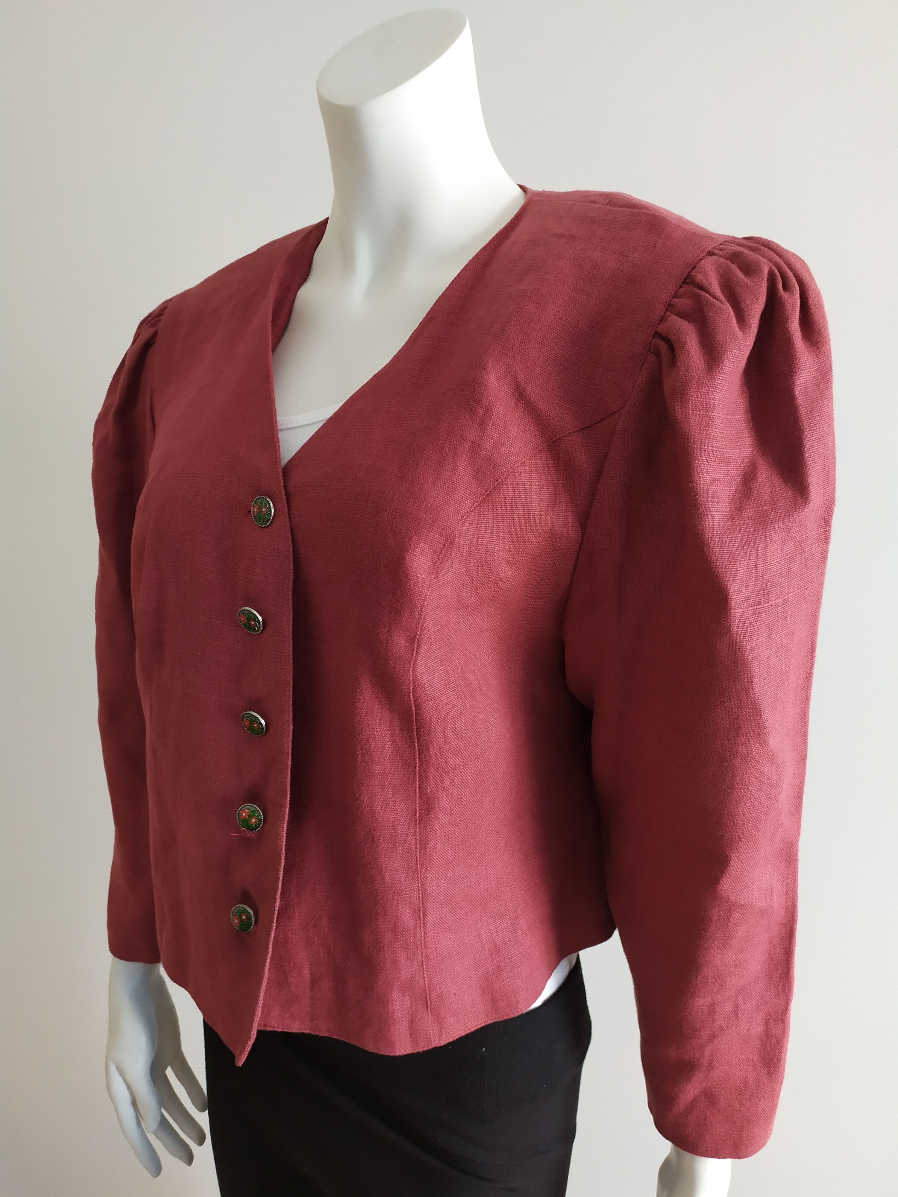 The Difference Raspberry Linen women jacket blazer Bavarian Vintage XL Size XXL / US 16-18 / IT 52-54 - 5 Thumbnail
