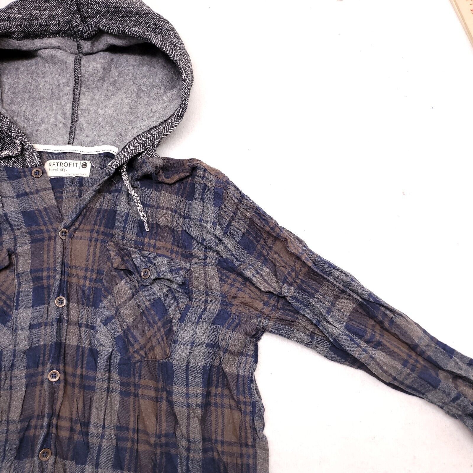 Retrofit Retrofit Casual Button Up Hoodie Mens Size Large Blue Brown Size US L / EU 52-54 / 3 - 5 Thumbnail