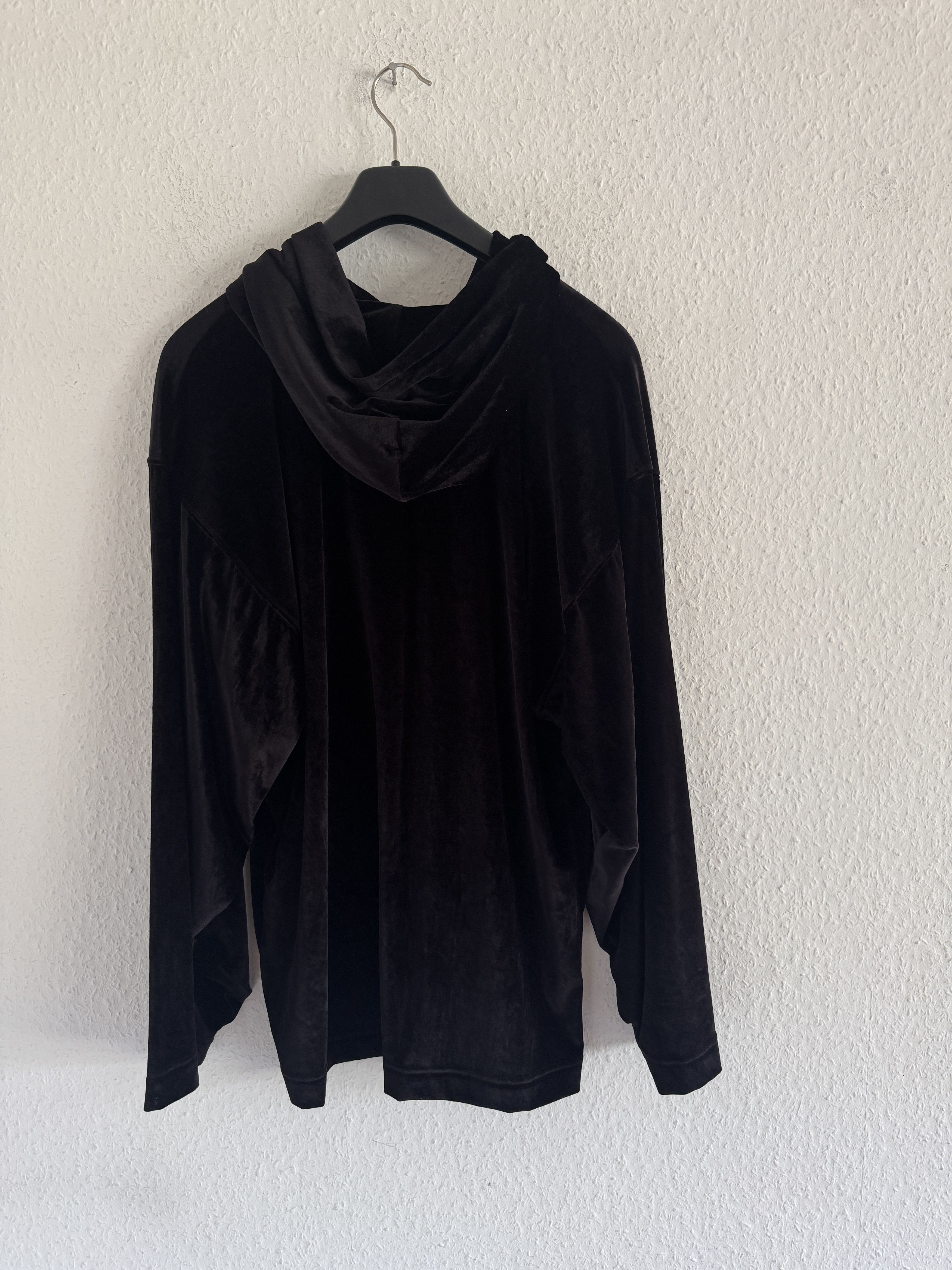 Balenciaga Velvet Oversized Hoodie Black Size US M / EU 48-50 / 2 - 9 Thumbnail