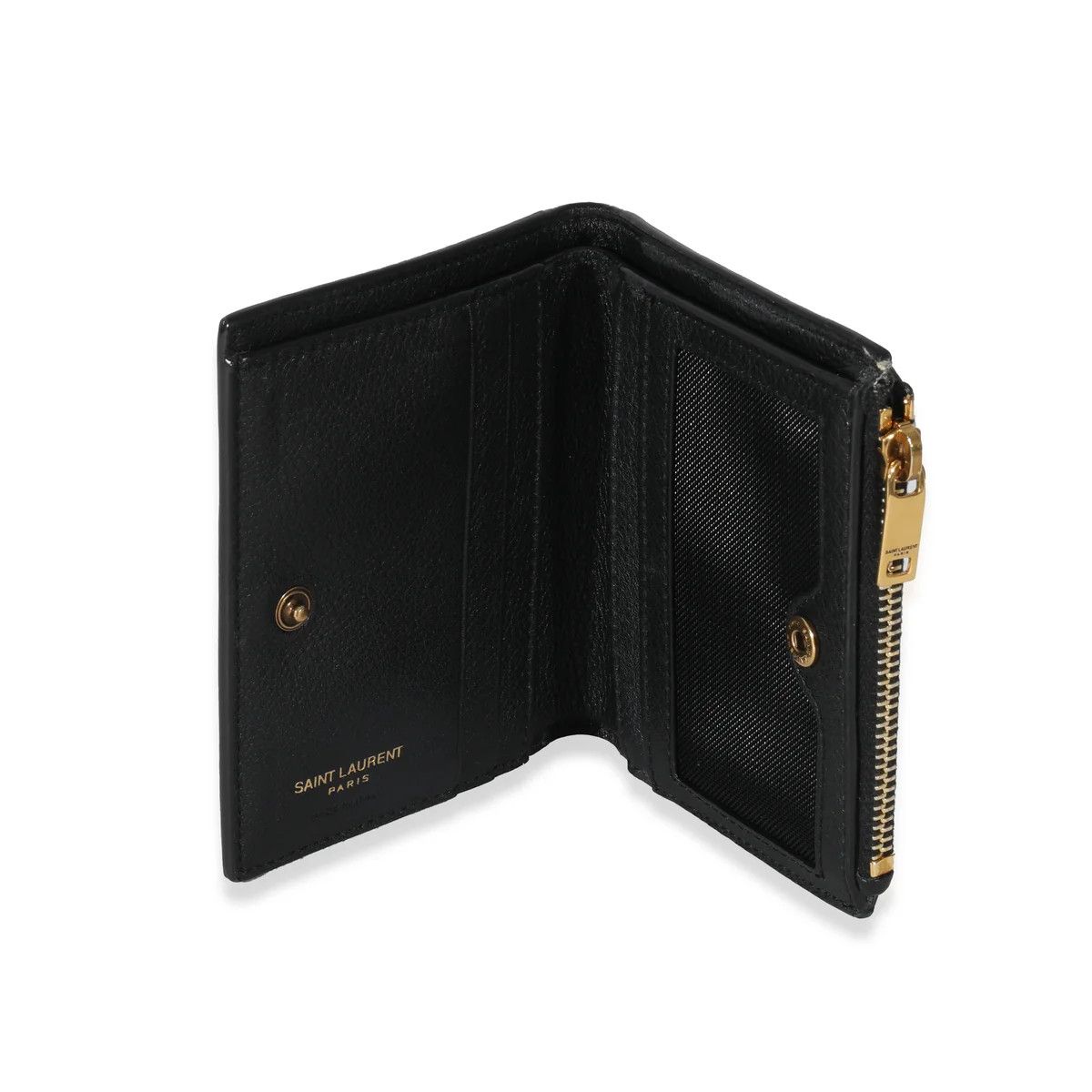 Saint Laurent Paris o1b1hav110924 Size: OS / Tiny BI-Fold ID Wallet in Black Size ONE SIZE - 4 Thumbnail