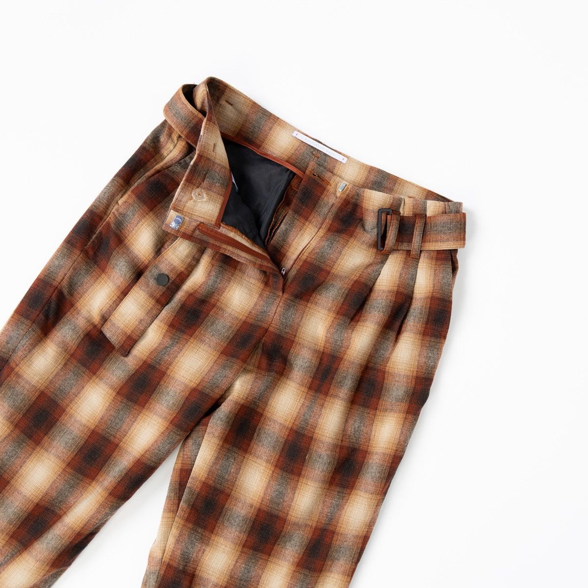 Other Raffaello Rossi Marin Women Check Trousers Brown Orange Wool Size 27" / US 4 / IT 40 - 3 Thumbnail