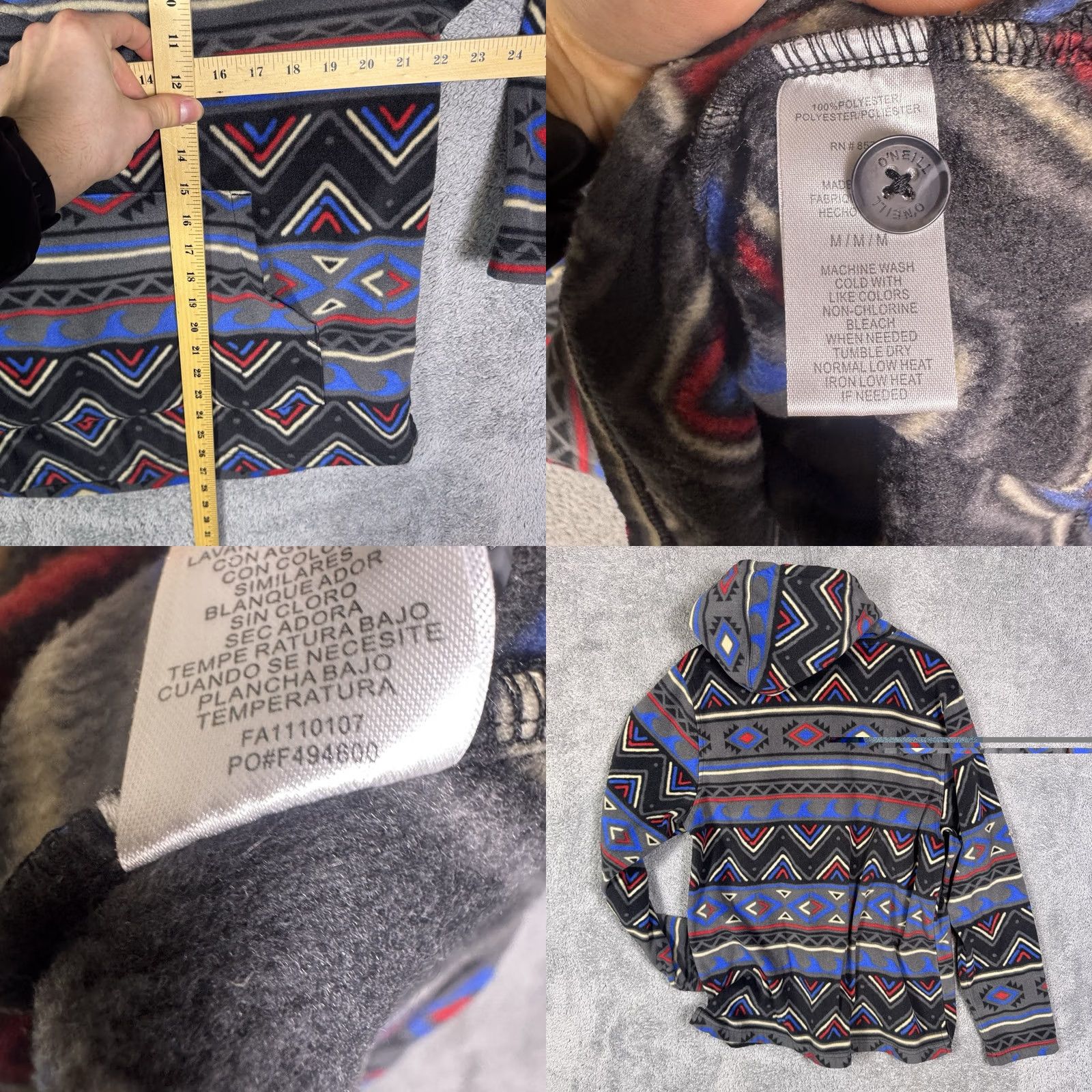 O'Neill O'Neill Hoodie Mens M Southwestern Aztec Henley Standard Fit Pullover Fleece Size US M / EU 48-50 / 2 - 8 Thumbnail