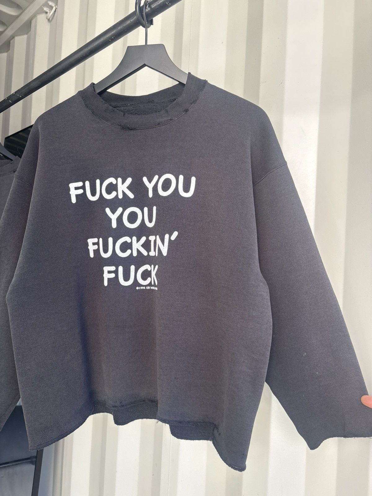 Vintage Thrashed Fuck You Distressed Faded Sweater Grunge Boxy Band Size US L / EU 52-54 / 3 - 1 Thumbnail